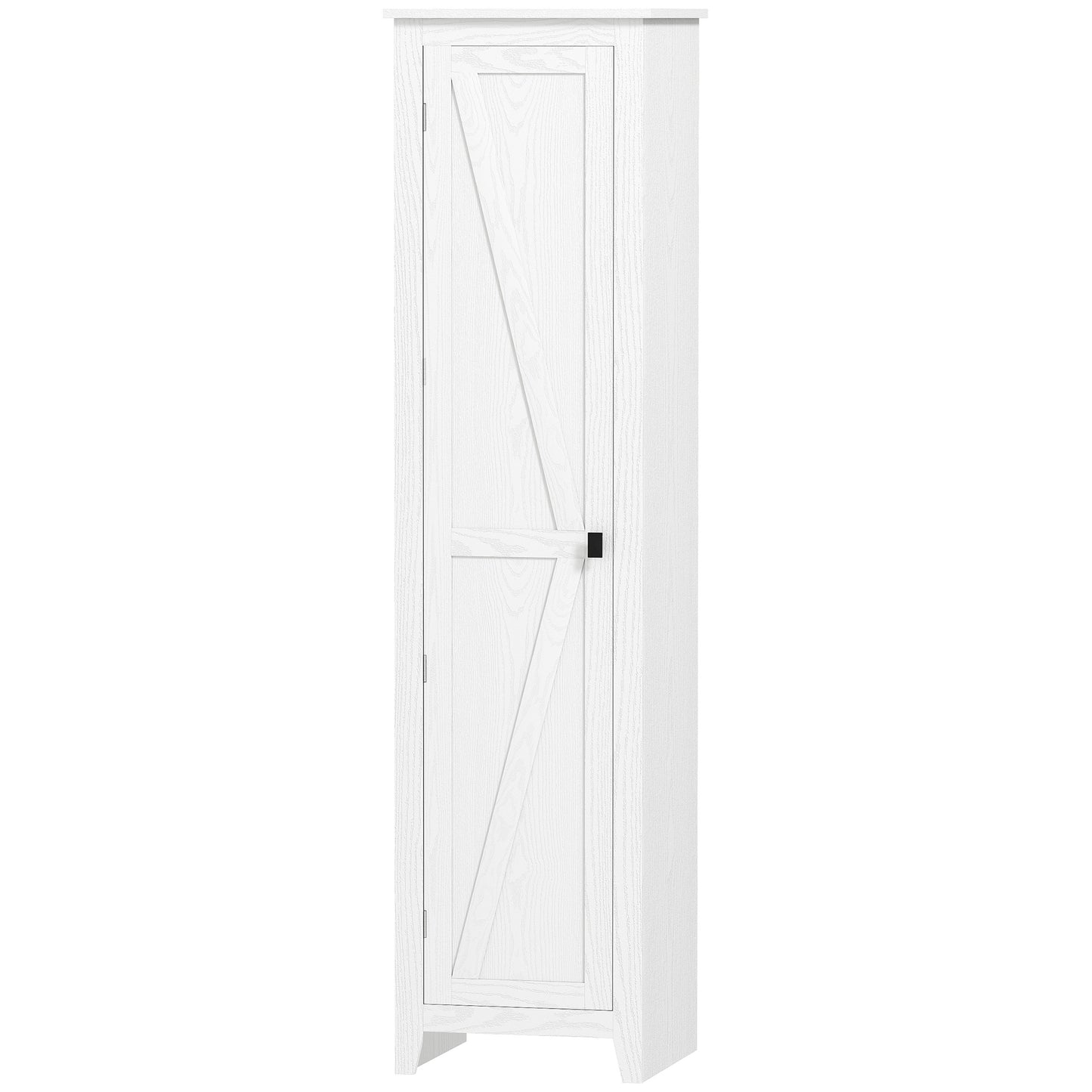 HOMCOM 48" Farmhouse Kitchen Pantry Storage Cabinet with Barn Door, Kitchen Pantry Cabinet with Adjustable Shelves, Natural