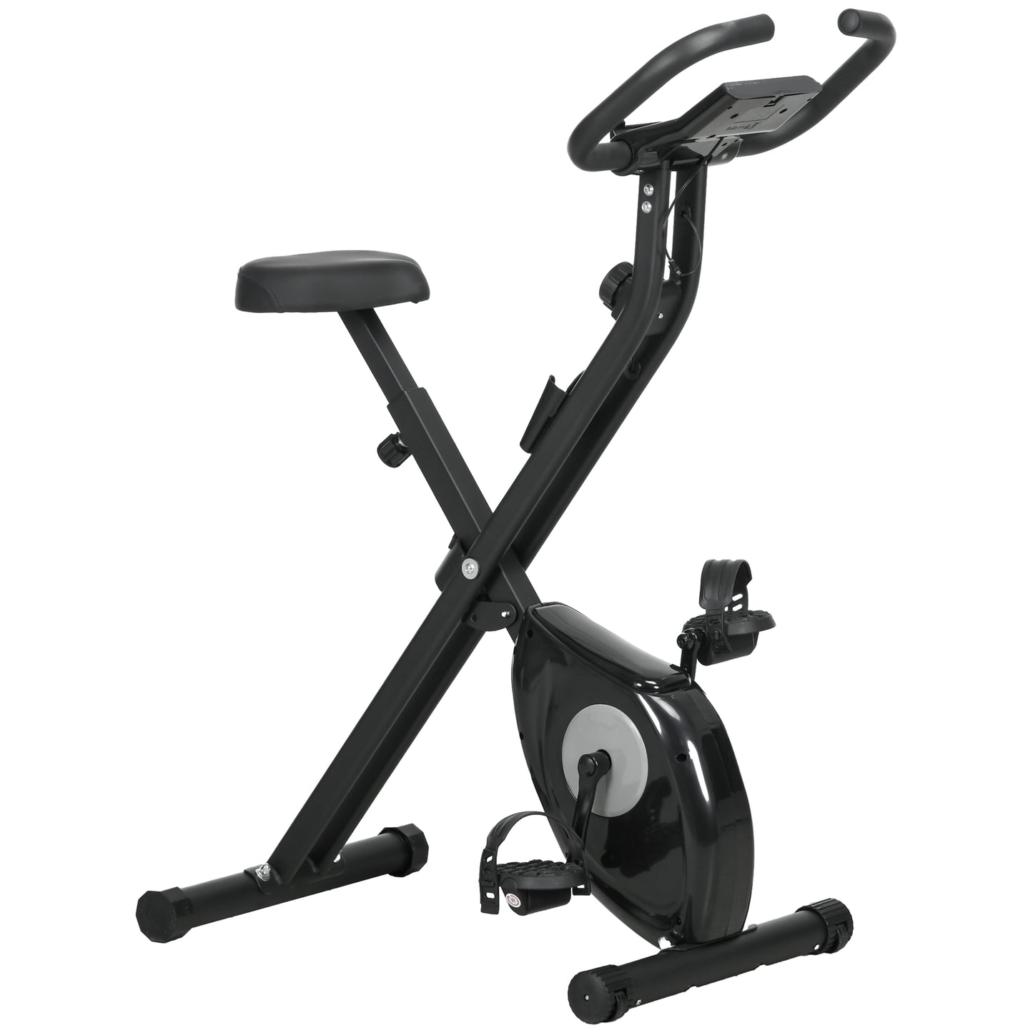 Soozier Foldable Exercise Bike Indoor Stationary Bike w/ 8-Level Magnetic Resistance LCD Screen Phone Holder for Home Gym Black