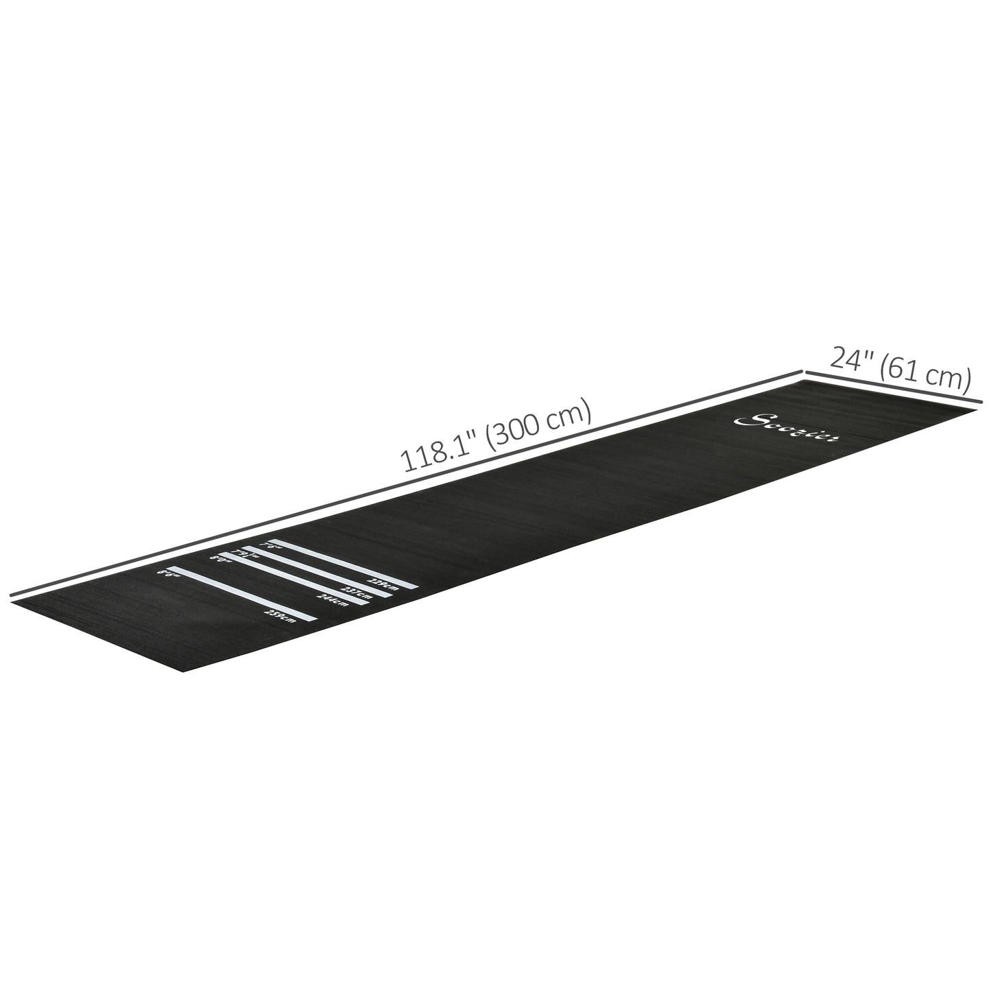 Soozier 9.8 x 2 ft Professional Rubber Dart Mat with 4 Throwing Distances for Pub Club Home, Black