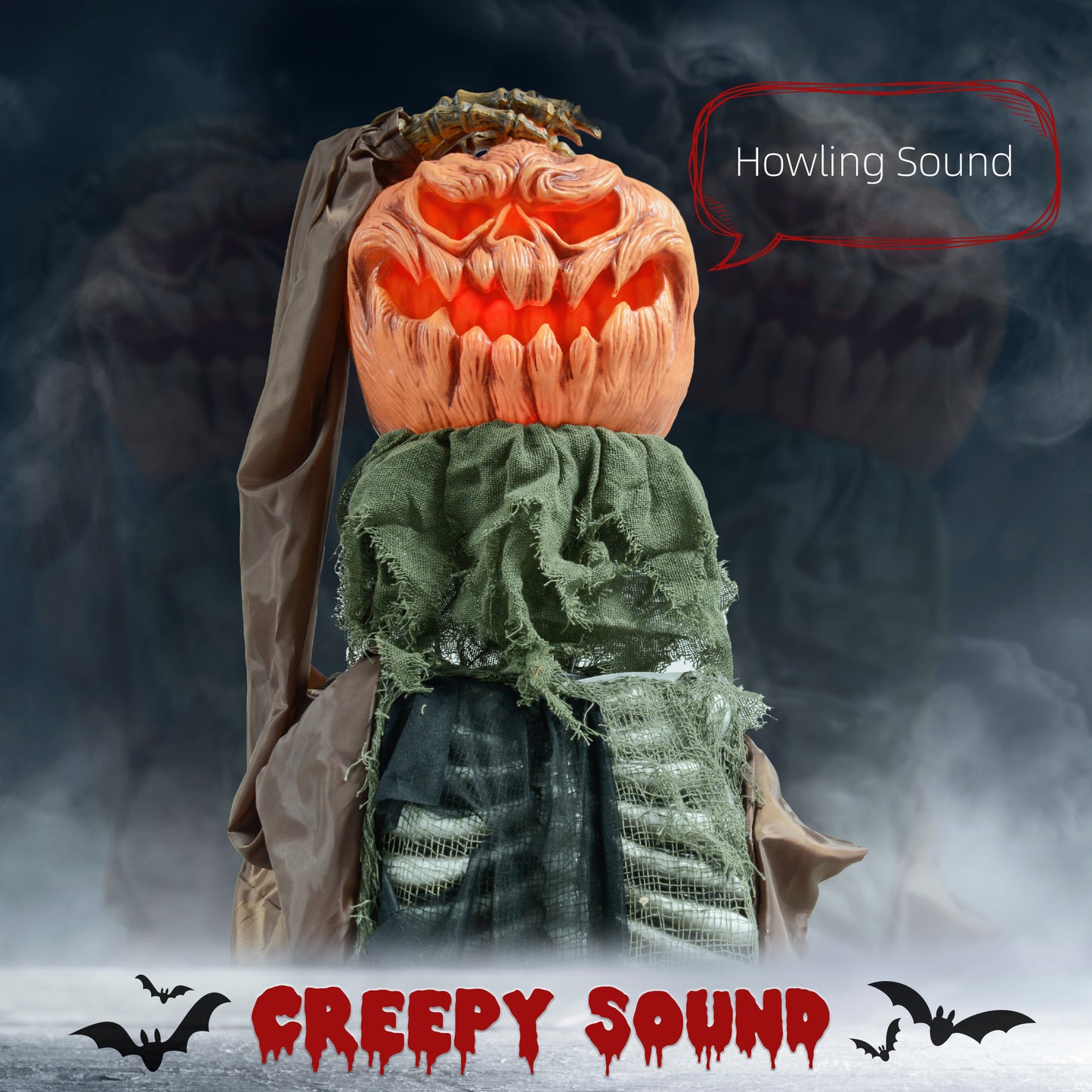 Outsunny 5.6' Life Size Clown Outdoor Halloween Decoration Animatronic, Animated Prop w/ Light Up Eyes