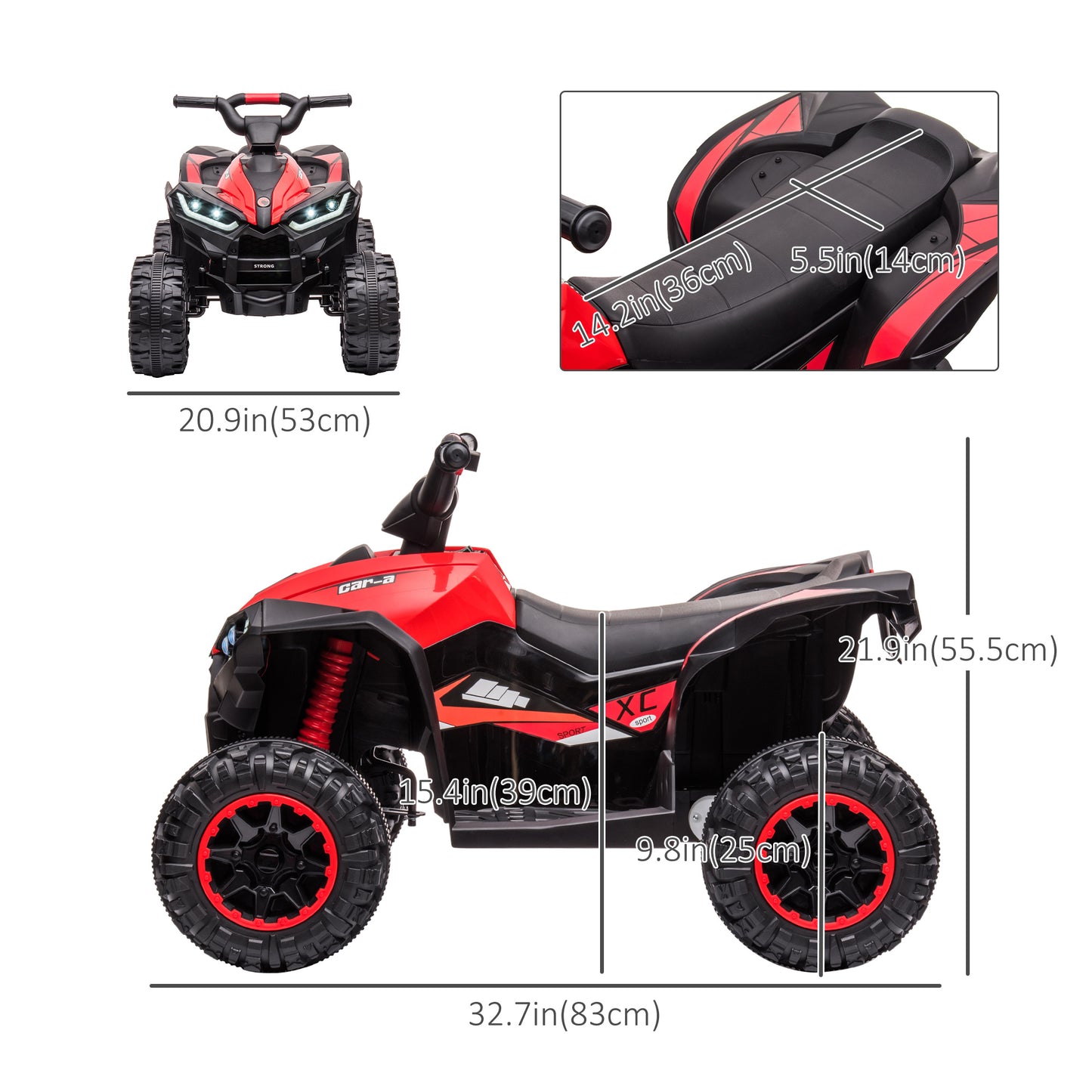 Aosom Kids 4 Wheeler Quad with Music, Headlights, High & Low Speed, Kids ATV for 3-5 Years Old Boys & Girl, Yellow