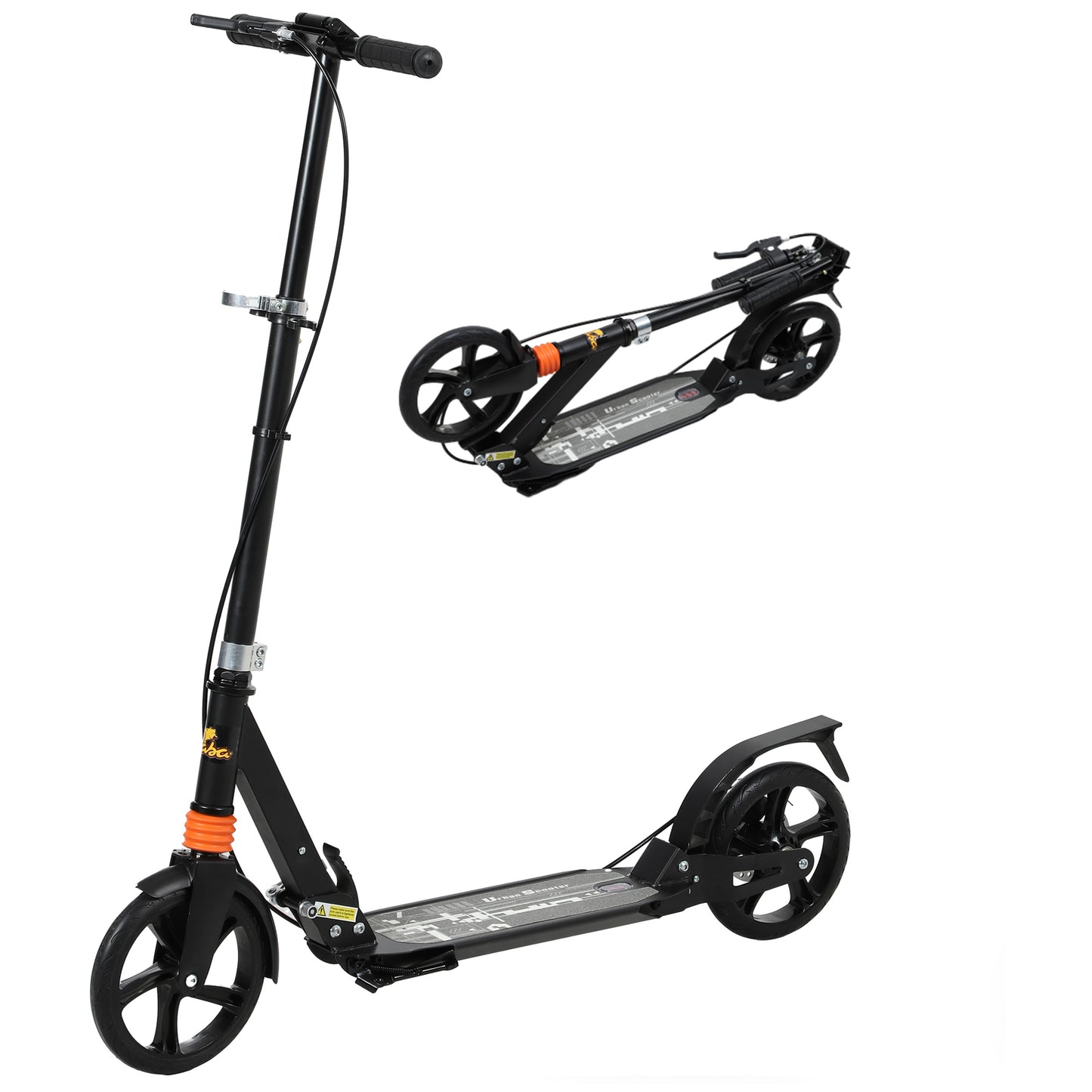 Qaba Foldable Kids Scooter with 4 Adjustable Heights, Double Brakes, and Shock Absorption for Ages 6-12, White