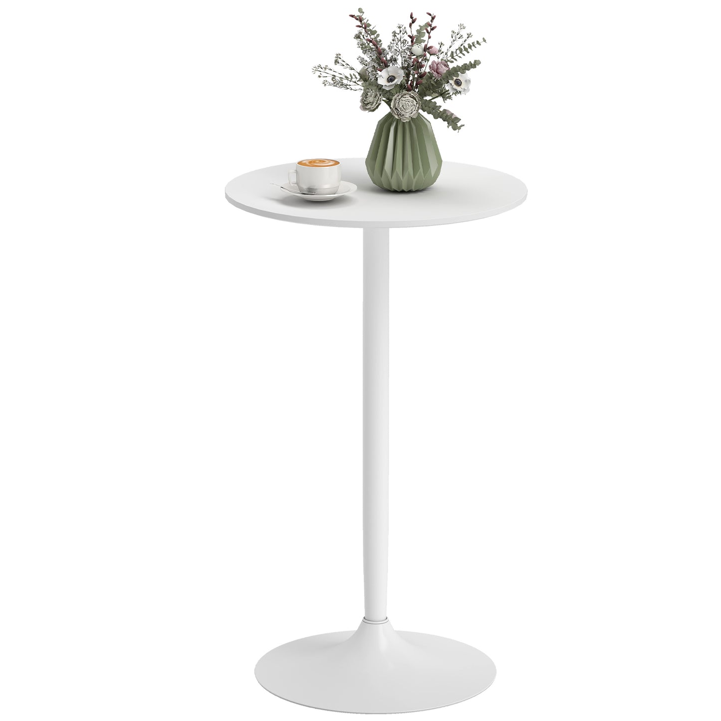 HOMCOM High Top Bar Table, Modern Round Dining Table with Painted Top and Steel Base, Bistro Table for 2 People, Black
