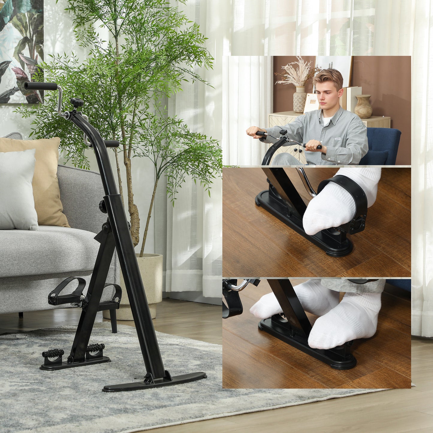 Soozier Seated Pedal Exerciser, Foldable Leg Exercise Bike with LCD Monitor for Seniors Elderly Rehabilitation Recovery Therapy