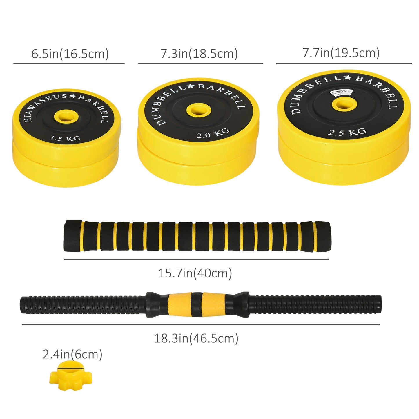 Soozier Dumbbell & Barbell Adjustable Set 66lbs Plate Bar Clamp Rod for Strength Training, Full Body Workout, Muscle Building Home Gym Sports Area Exercise Ergonomic