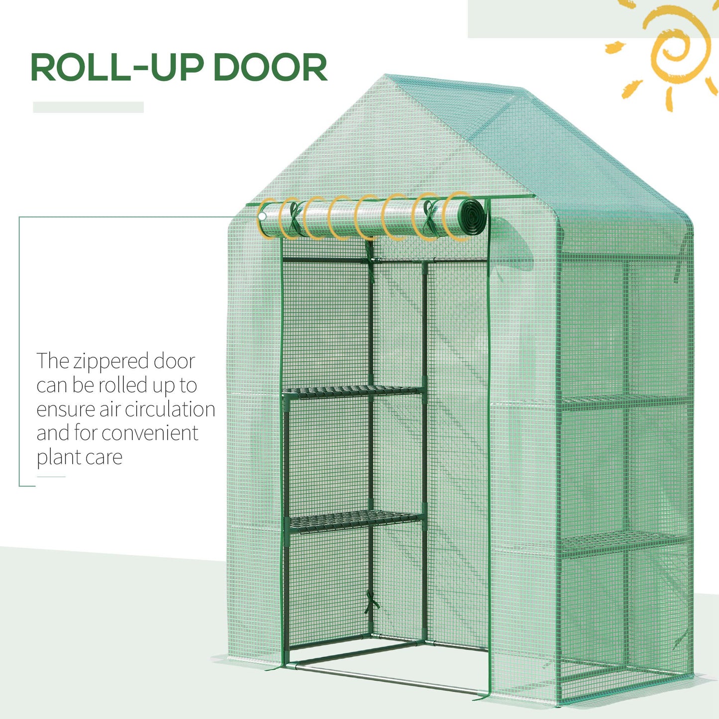 Outsunny 55" x 28" x 75" Walk-in Greenhouse Portable Garden Plant Flower Seed Warm House with 4 Shelves Outdoor Plant Growth Hot House PE Cover Green