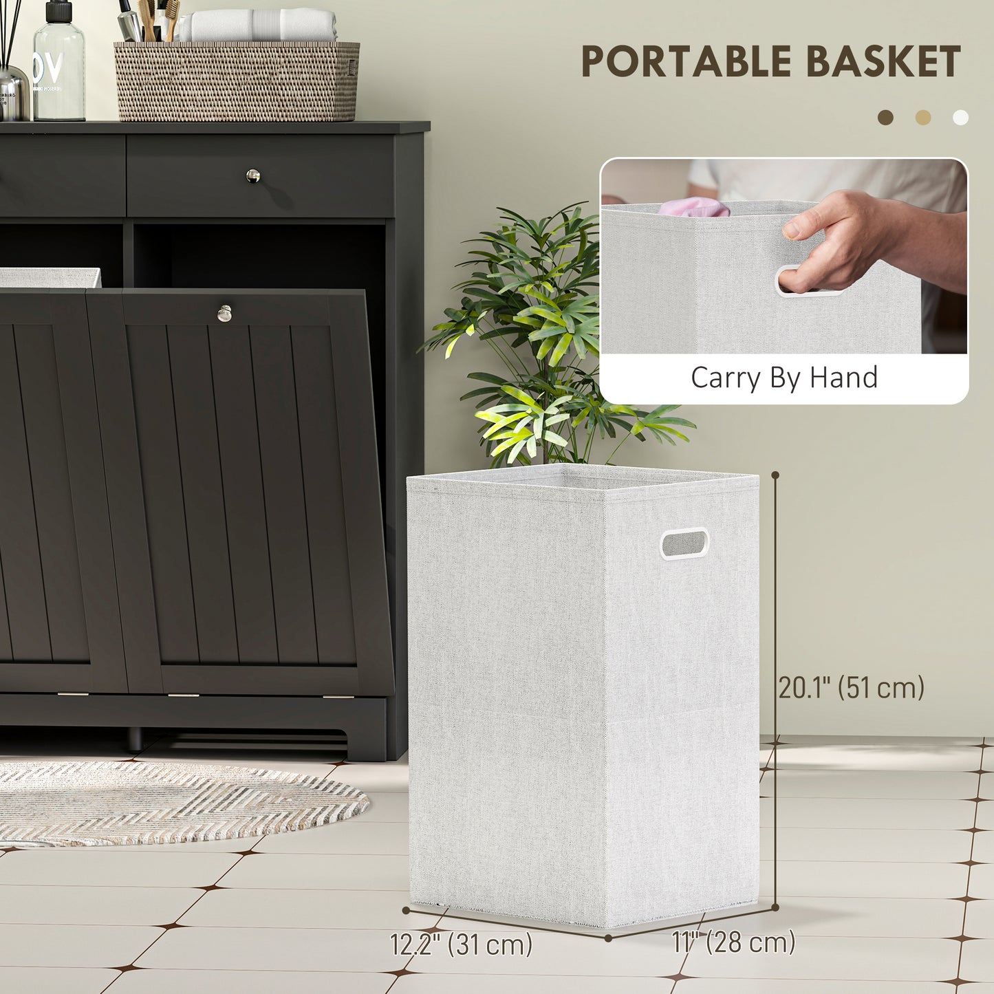 HOMCOM Laundry Cabinet, Tilt Out Laundry Hamper Cabinet with 2 Baskets, Bathroom Hamper Cabinet with 2 Drawers, Black