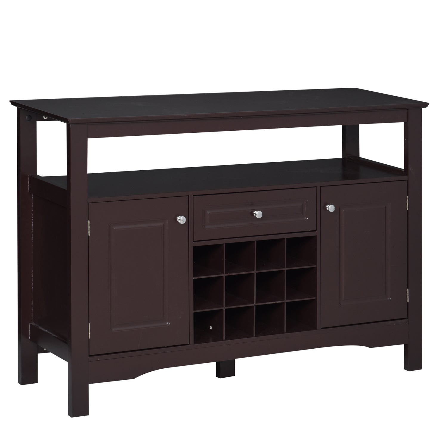 HOMCOM Modern Kitchen Buffet Bar Cabinet Storage Sideboard Dining Server with Drawer & 12-Bottle Wine Rack for Living Room, Espresso