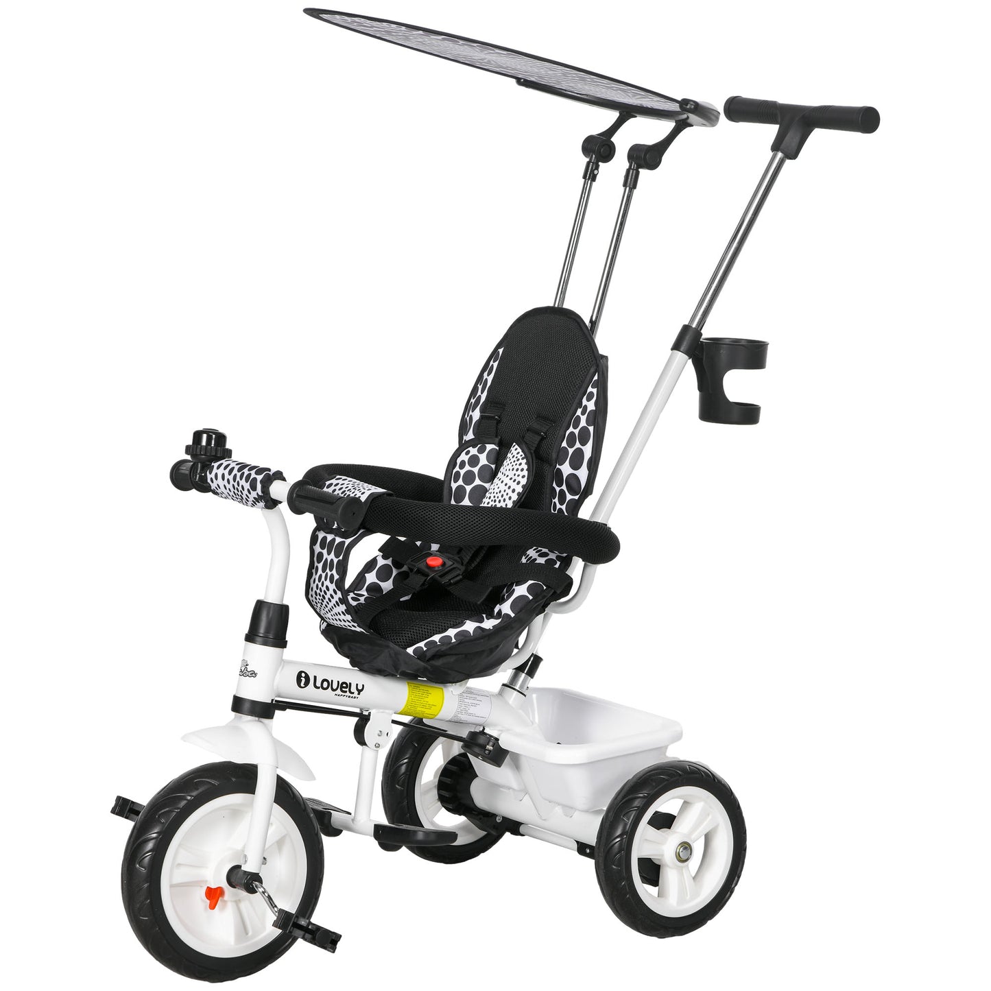 Qaba 6 in 1 Kids Tricycle with Removable Handlebar and Canopy, Navy Blue