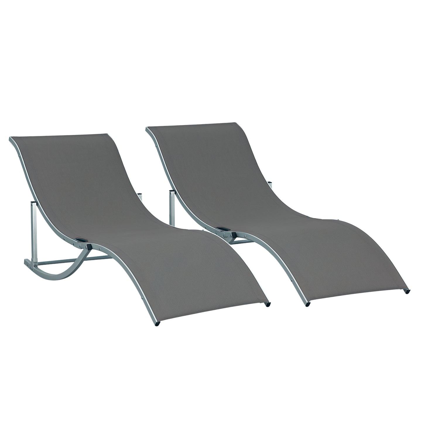 Outsunny Pool Chaise Lounge Chairs Set of 2, S-shaped Foldable Outdoor Chaise Lounge Chair Reclining for Patio Beach Garden With 264lbs Weight Capacity, Black