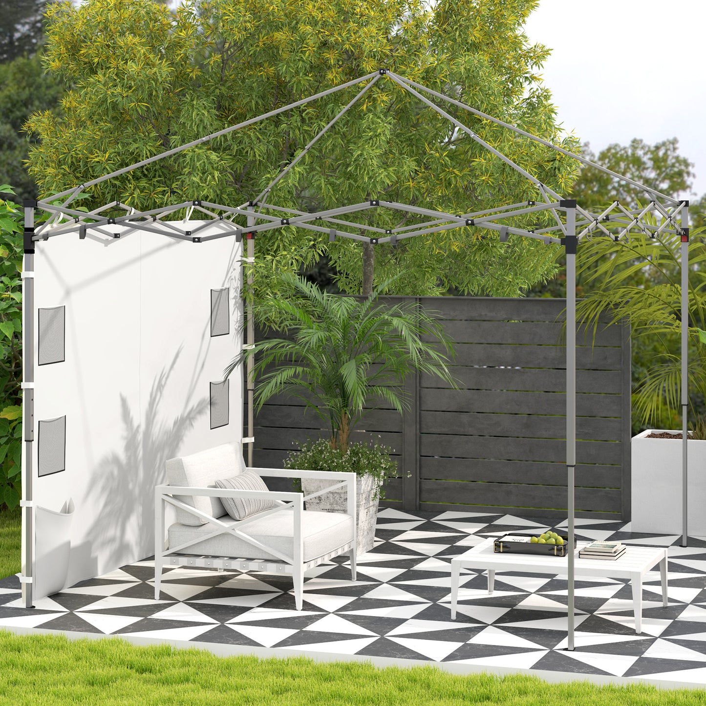 Outsunny Instant Canopy Sidewall with 4 Storage Bag for 10 x 10 ft Straight Leg Pop Up Canopies, 1 Pack Sidewall Only, White