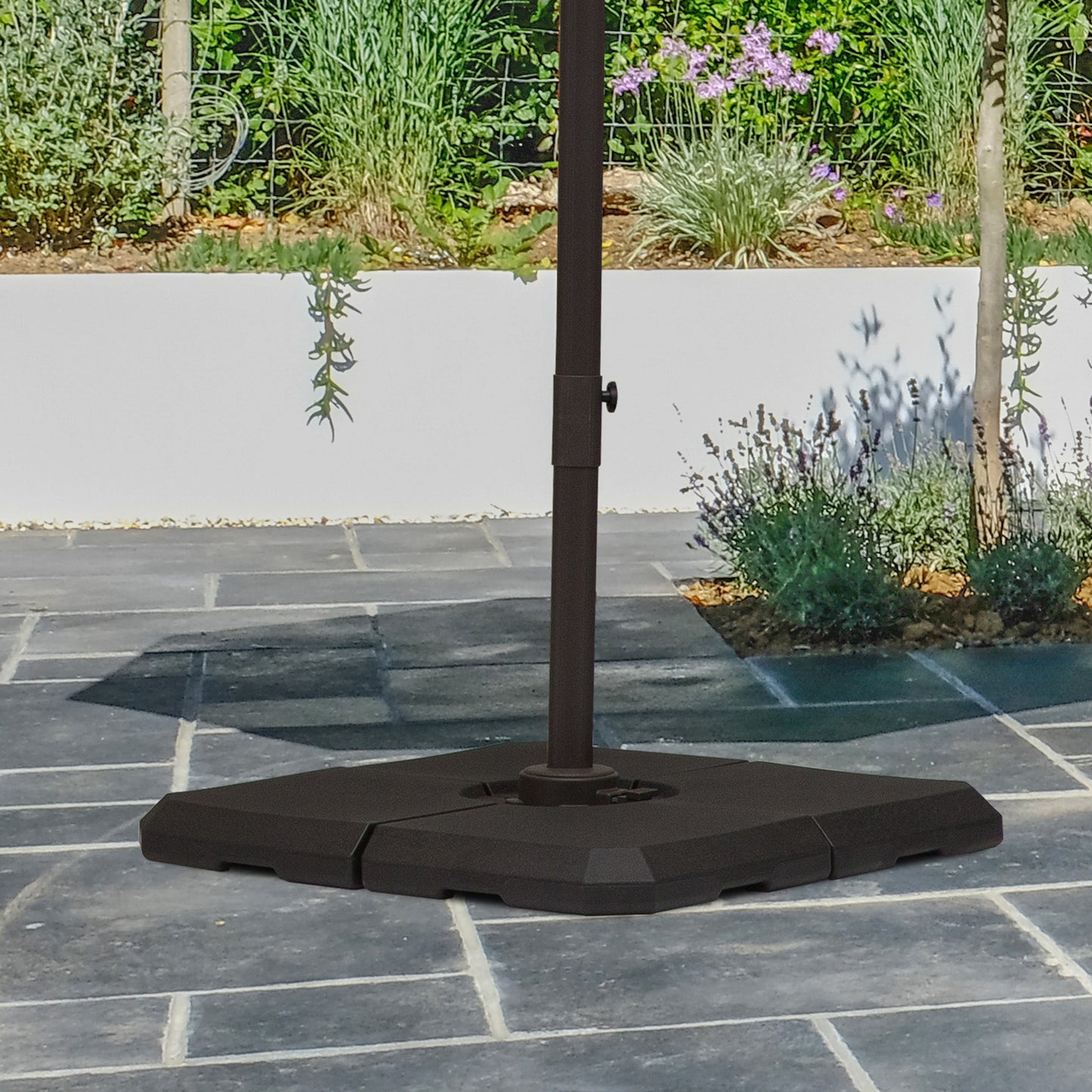 Outsunny 4 Pieces Umbrella Base Parasol Stand for Cantilever Umbrella Fill w/ Sand or Water Black