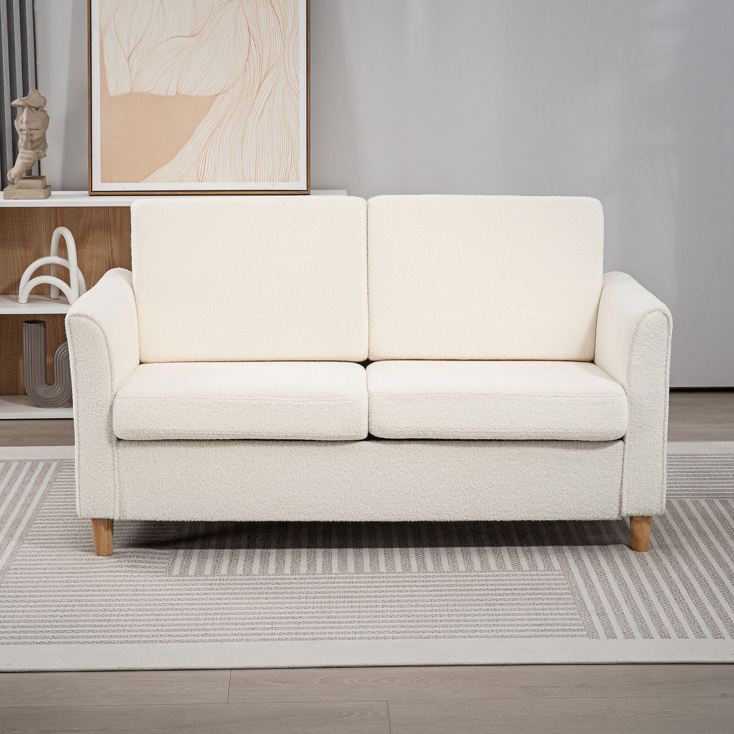 HOMCOM 2-Seat Sofa Two-Seater Couch with Armrests and Wood Legs for Living Room, Bedroom, Dark Grey