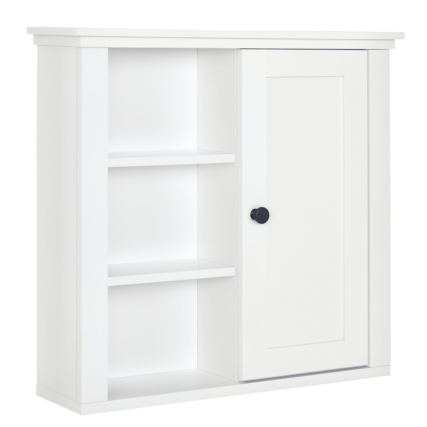 HOMCOM Bathroom Wall Cabinet, Wall Mounted Medicine Cabinet with 3 Open Shelves and Storage Cupboard for Laundry Room, White