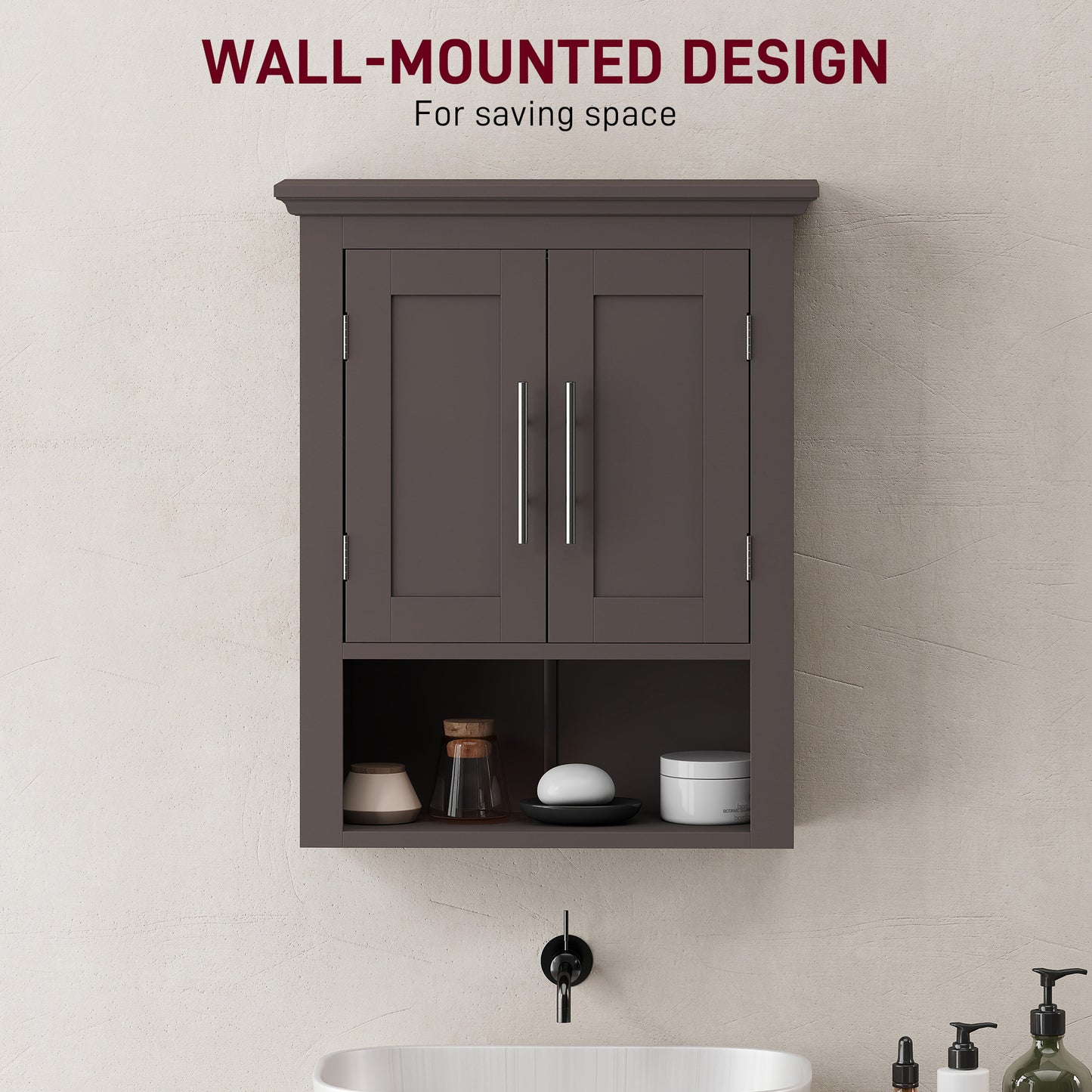 kleankin Bathroom Wall Cabinet, Medicine Cabinet, Toilet Storage Cabinet with Shelf for Living Room and Entryway, White