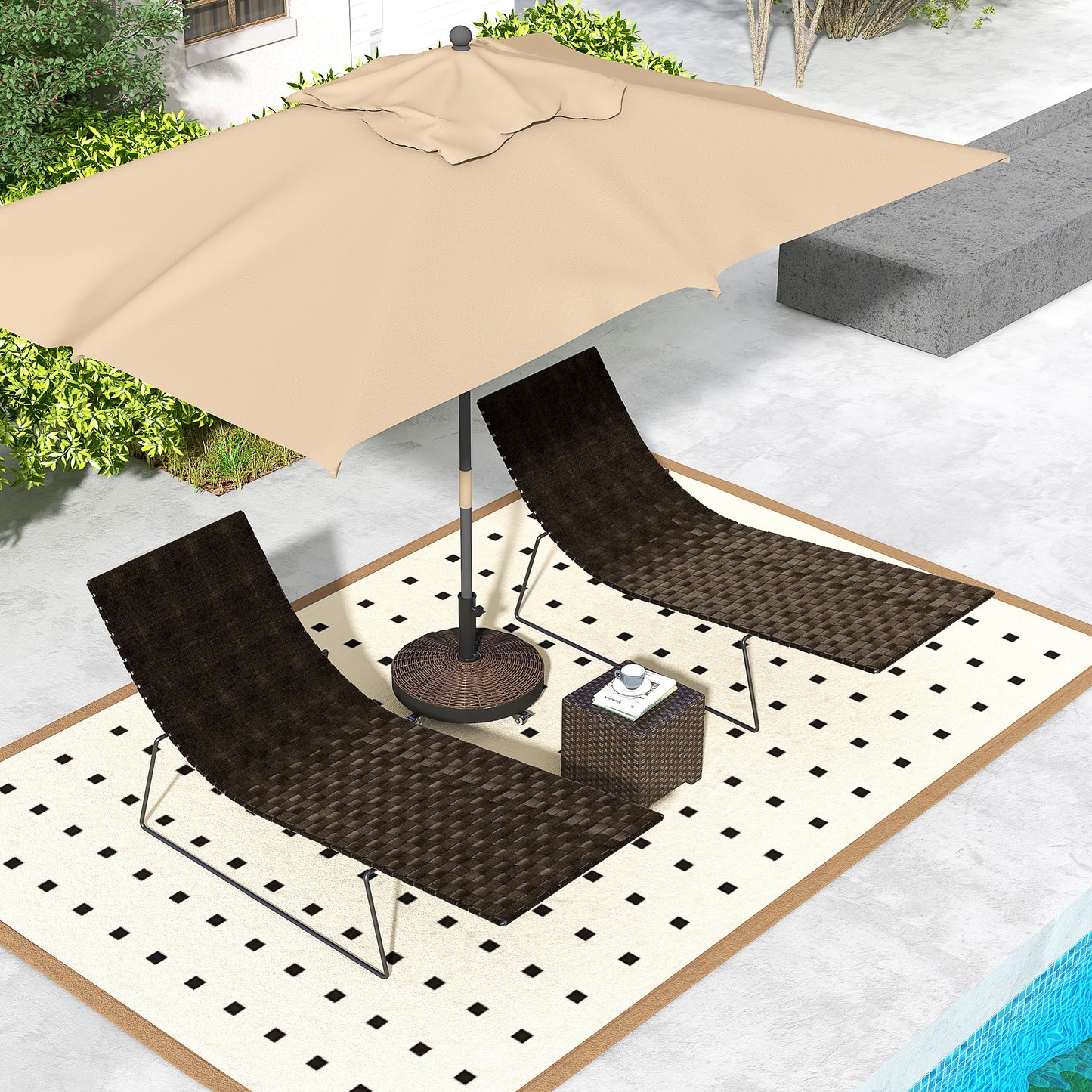 Outsunny 20.5" Round Parasol Base Resin Patio Umbrella Base Garden Parasol Holder Outdoor Offset Weight Stand with Wheels Black
