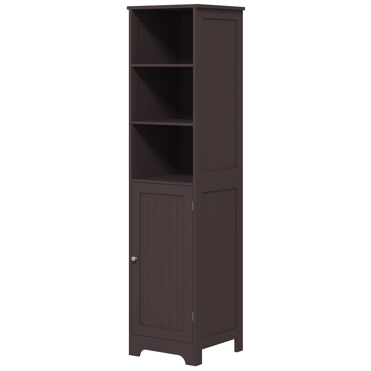 kleankin Tall Bathroom Storage Cabinet, Freestanding Tower Cabinet with Adjustable Shelf, 3 Open Shelves, White
