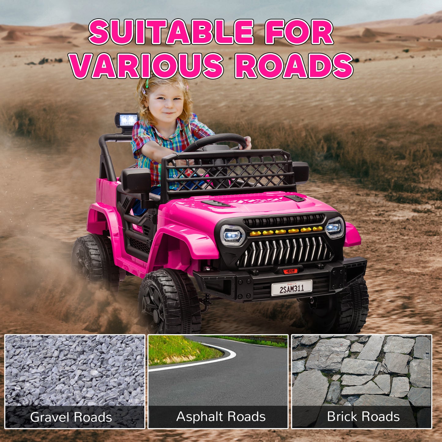 Qaba 12V Ride on Truck, Electric Car for Kids with Remote Control, Suspension, 3 Speeds, USB Music Headlights, Dark Blue