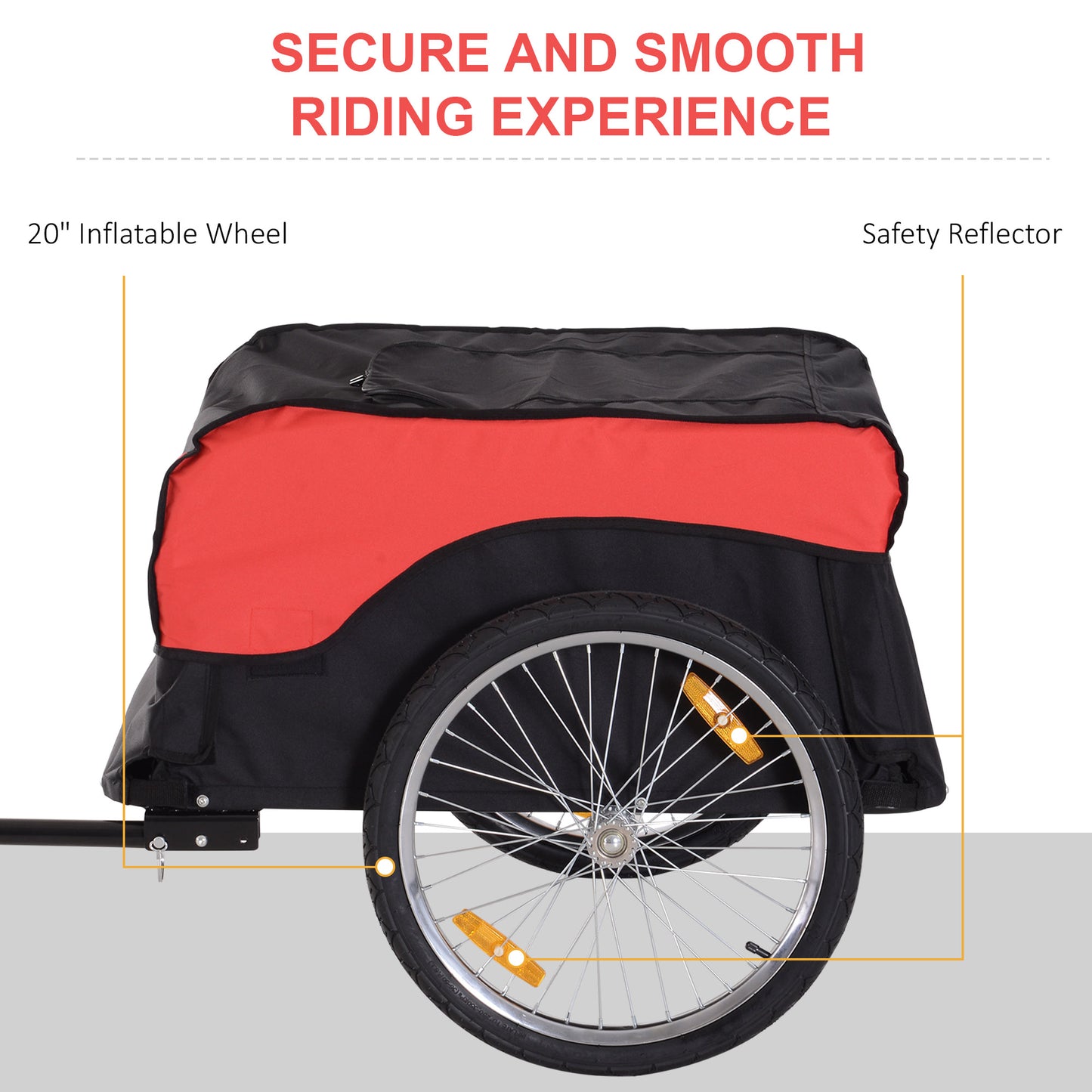 Aosom Bike Cargo Trailer Bicycle Luggage Carrier Cart with Cover Black Red