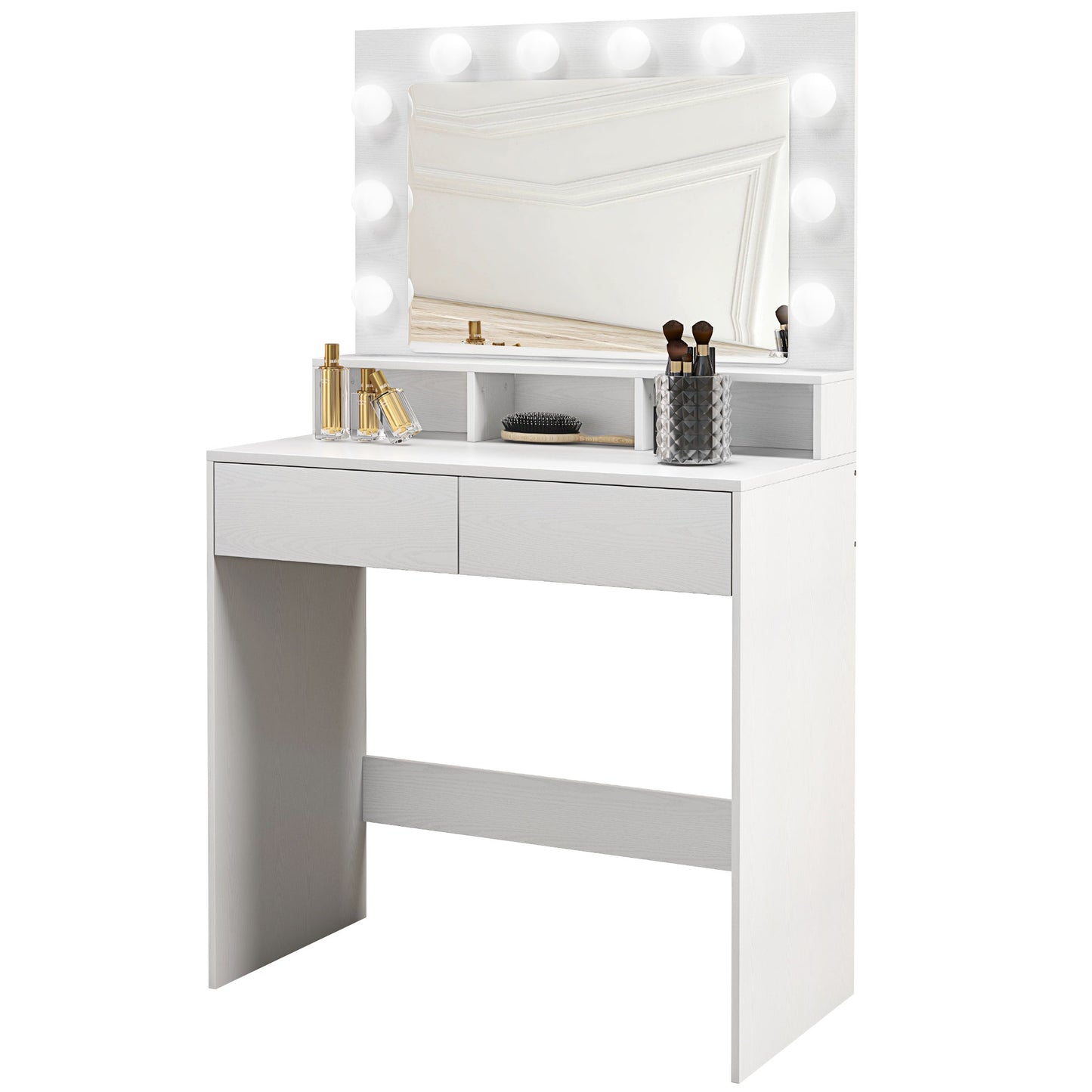 HOMCOM Vanity Table, Makeup Dressing Table with LED Lighting Mirror, Drawers, for Bedroom, Black