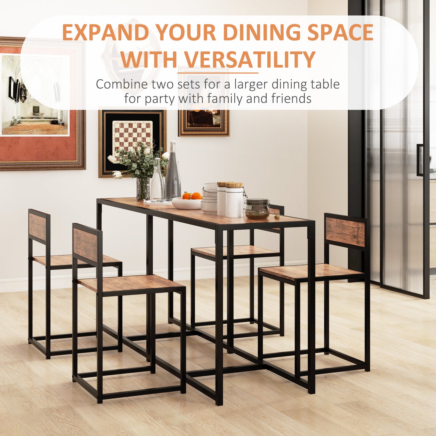 HOMCOM Dining Table Set, Industrial Dining Set for 2, Kitchen Table and Chairs for Small Space, Dining Room Table with Chairs