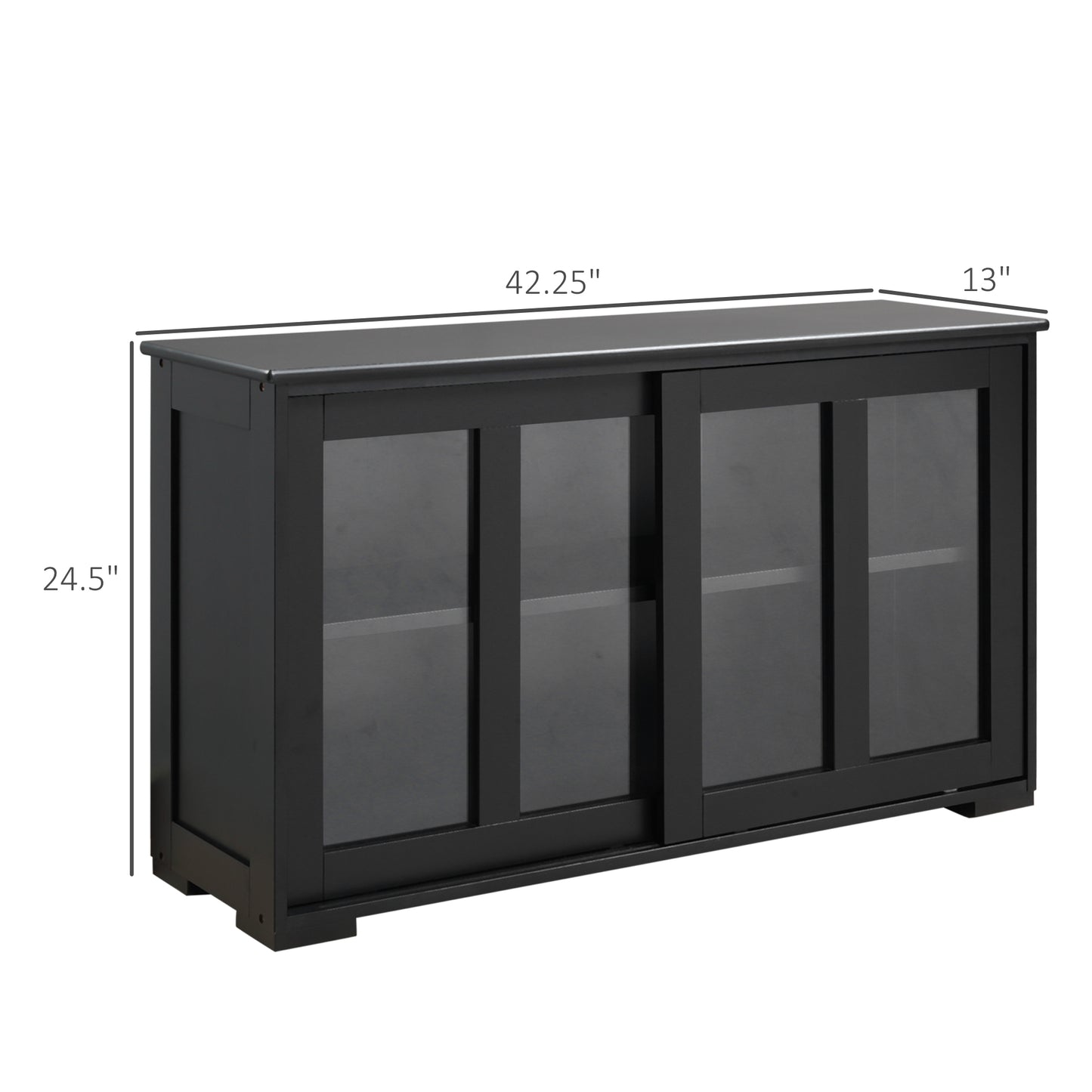 HOMCOM Kitchen Sideboard, Stackable Storage Cabinet, Sliding Glass Door Console, Serving Buffet for Kitchen & Dining Room
