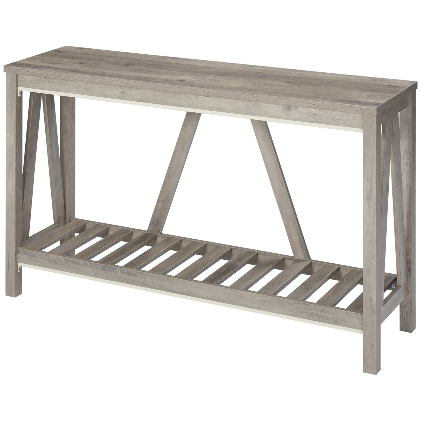 HOMCOM 52" Console Table, Farmhouse Narrow Entryway Table with Storage Shelf, Rustic Sofa Table with Anti-tipper for Living Room and Hallway, Brown