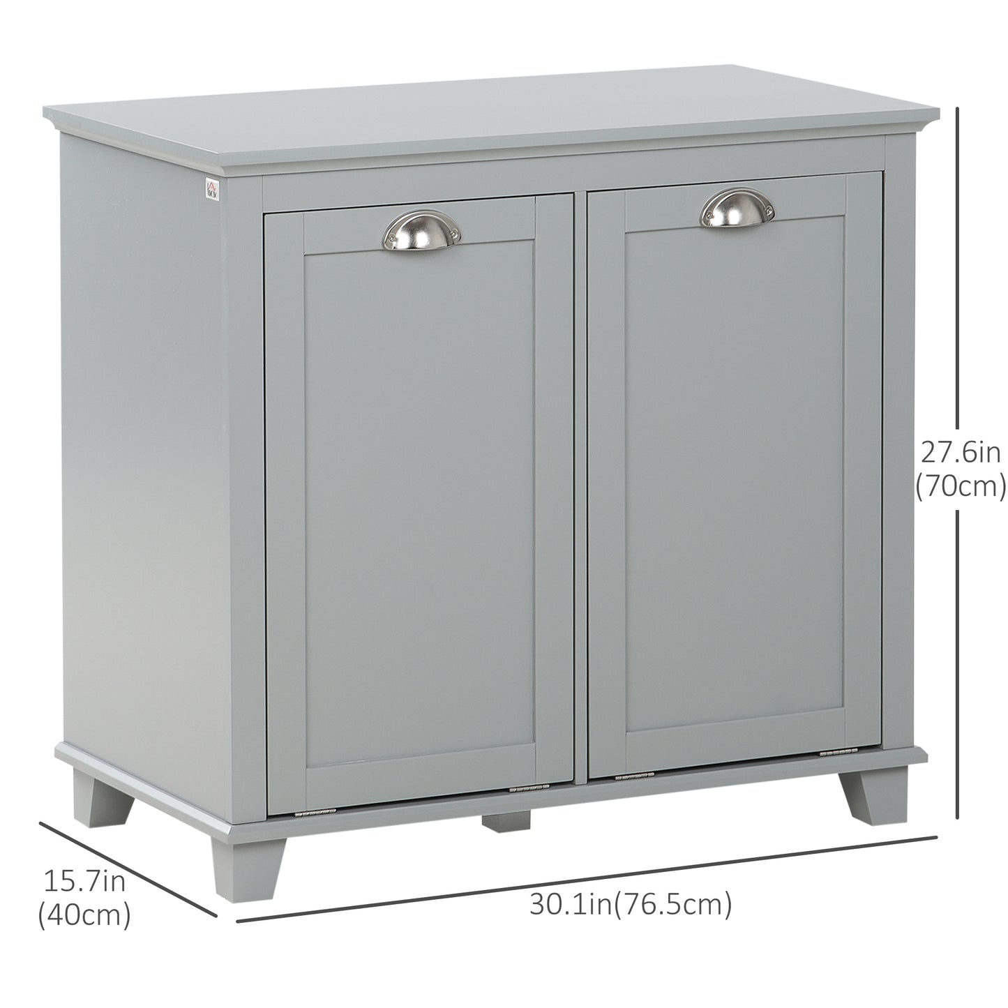 HOMCOM Tilt-Out Laundry Storage Cabinet, Bathroom Storage Organizer with Two-Compartment Tilt Out Hamper, White