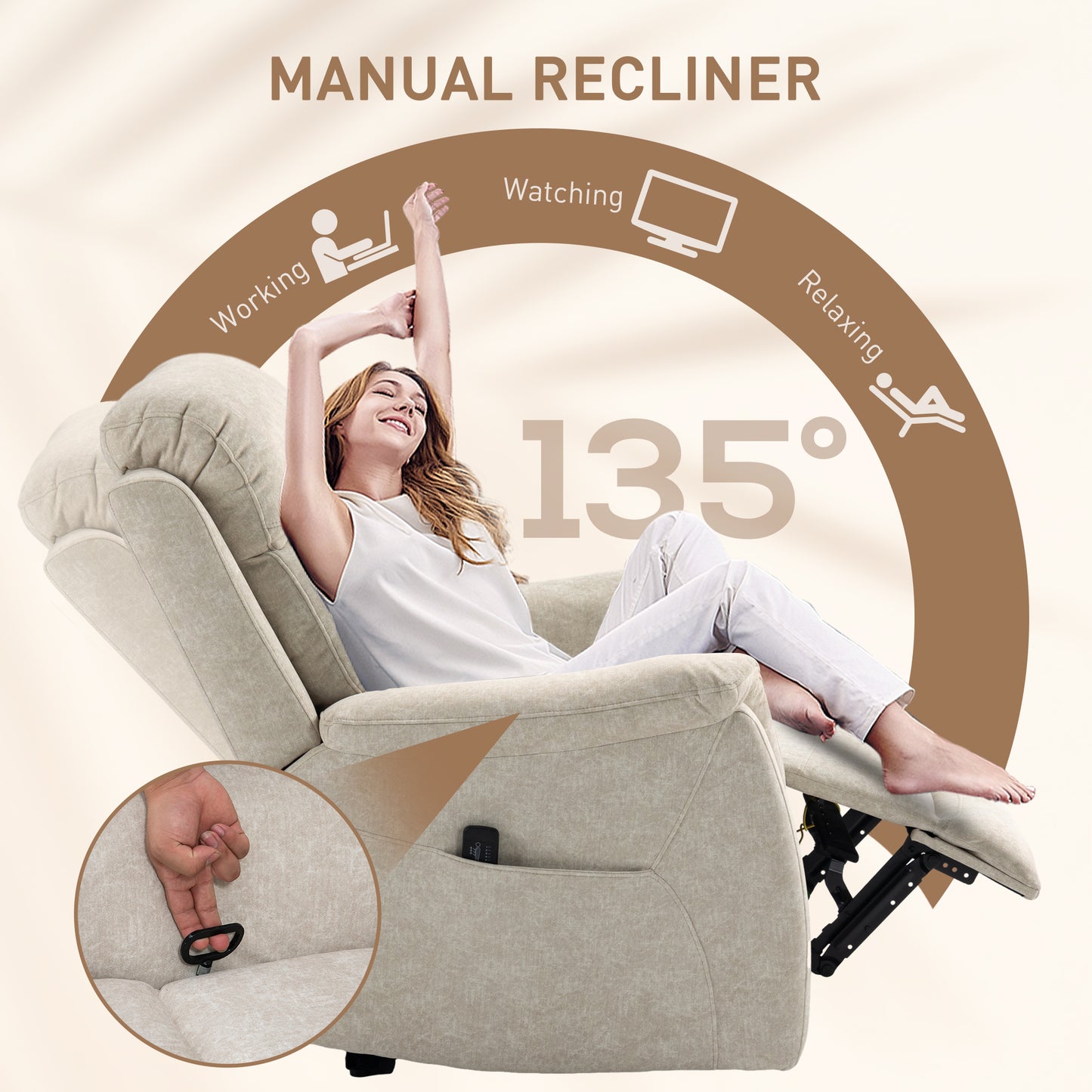 HOMCOM Manual Recliner Chair with Vibration Massage & Side Pockets – Living Room Recliner