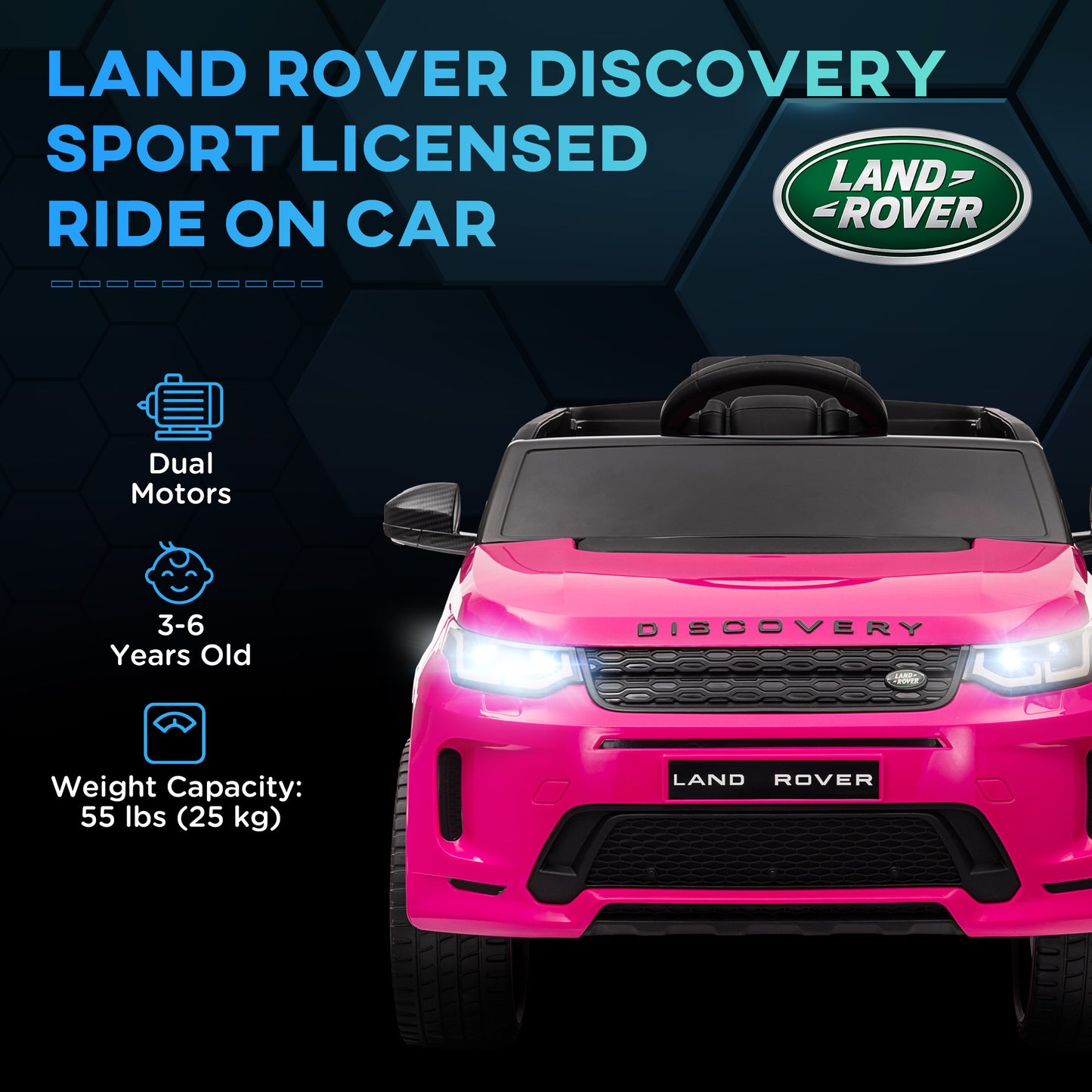 Qaba Land Rover Discovery Sport Licensed 12V Ride on Car w/ Remote, Soft Start, LED Lights, Music Horn, White