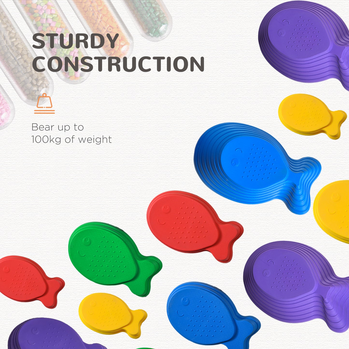 Outsunny 11PCs Larger Size Balance Stepping Stones for Kids with Non-slip Bottom, Stackable Obstacle Course Outdoor Indoor, Play River Rocks with Starfish Style
