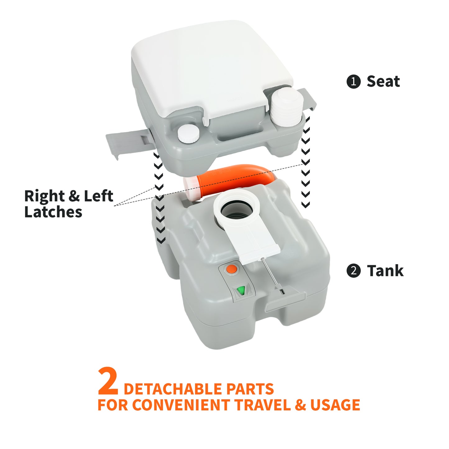 HOMCOM Outdoor Portable Travel Toilet Flushable Tank with Level Indicator 3 Way Pistol for Camping Boating Roadtripping 5.3 Gallon (20L)