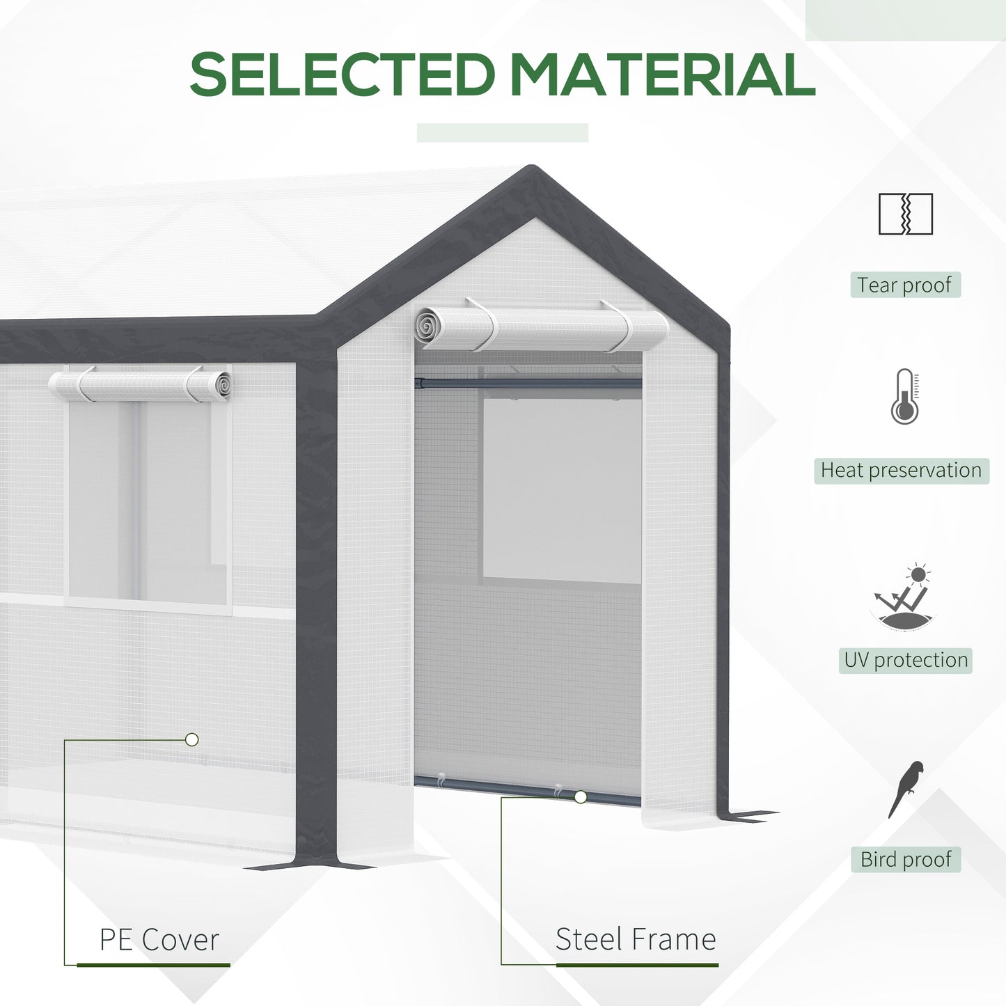 Outsunny 6.6' x 10' x 7' Heavy Duty Walk-In Greenhouse Vegetable Seed Growth Tent Outdoor Plant Growing Tunnel Warm House Flower Shed Backyard White