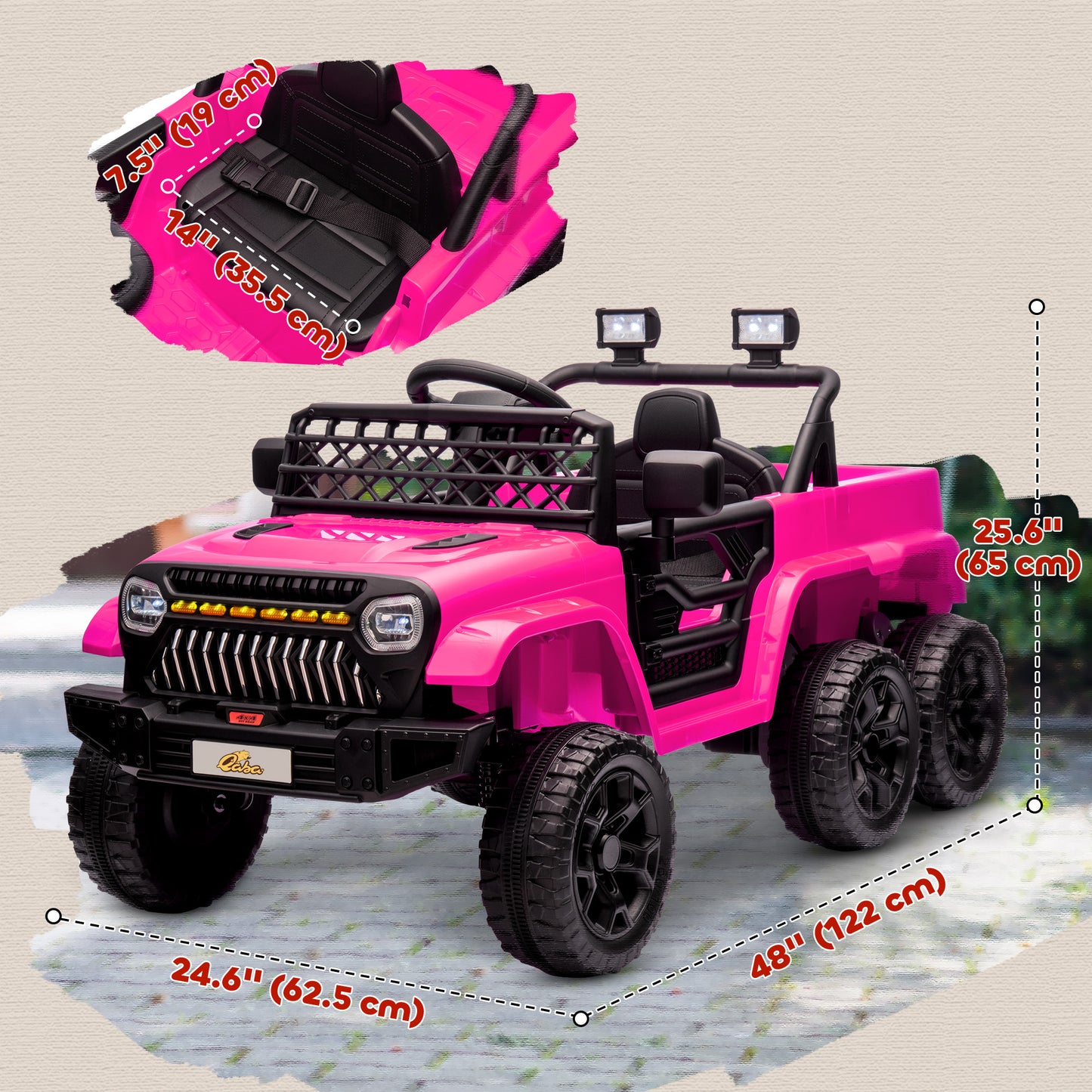 Qaba 12V 4WD/2WD Kids Electric Car w/ Remote Control, Spring Suspension, Back Trailer, Light, Music, Soft Start, Dark Green