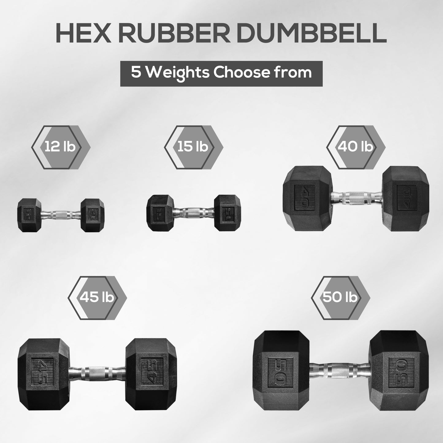 Soozier Rubber Dumbbells Weight Set, Total 30lbs(15lbs Each) Dumbbell Hand Weight for Body Fitness Training for Home Office Gym, Black