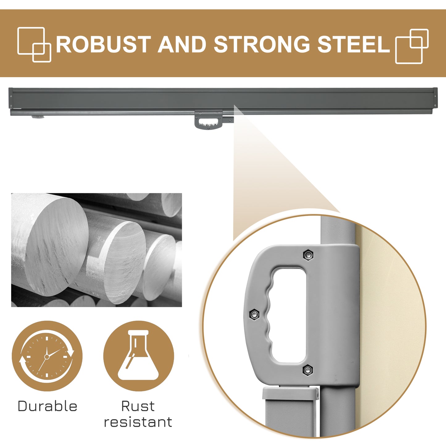 Outsunny 118" x 63" Retractable Side Awning Patio Outdoor Folding Privacy Screen with Resistance to UV Rays & Wind, Grey