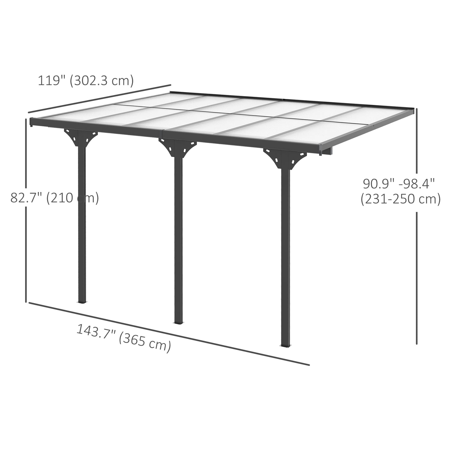 Outsunny 10' x 10' Outdoor Hardtop Pergola Gazebo with Adjustable Height, Aluminum Pergola with Polycarbonate Roof, UV Protection, Grey