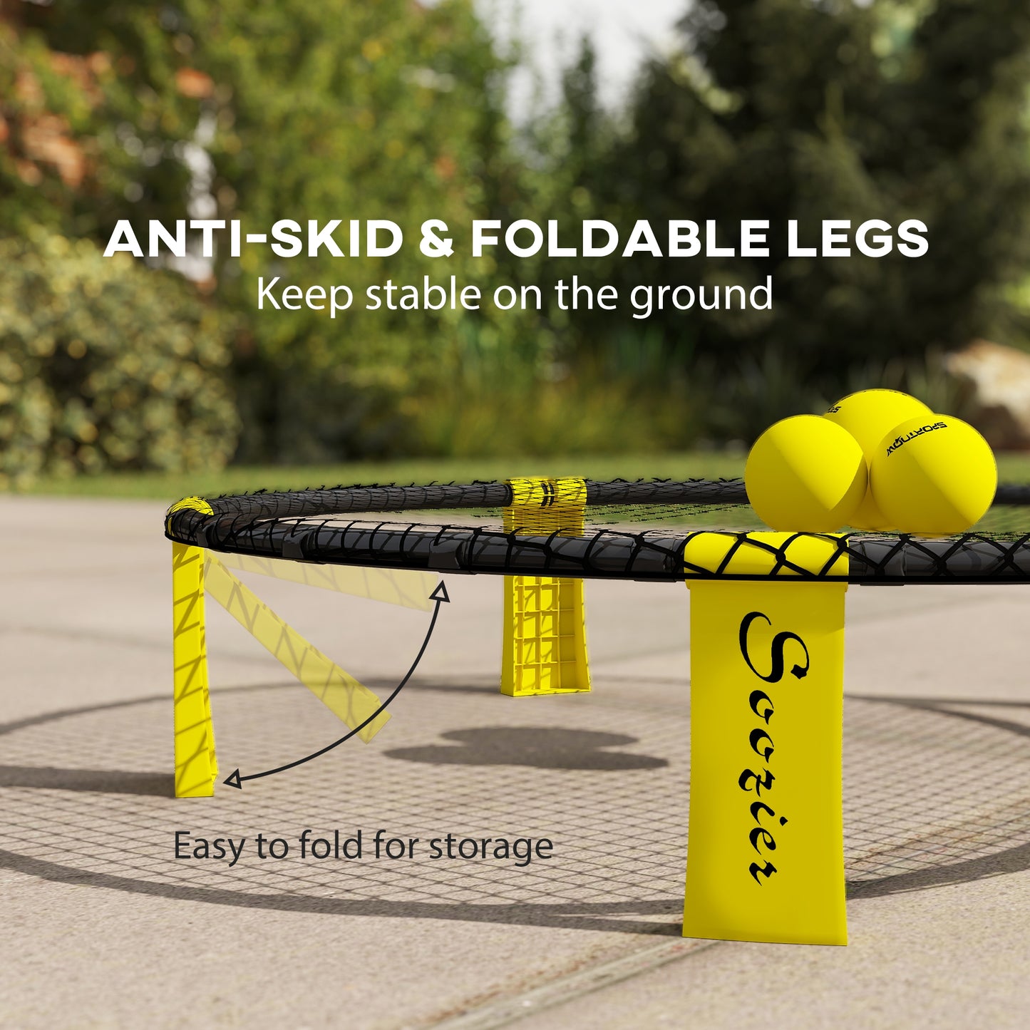 Soozier Spike Ball Game Set, Mini Beach Games Set w/ Roundnet, 3 Balls, Pump, Carrying Bag, Portable Outdoor Games for Families