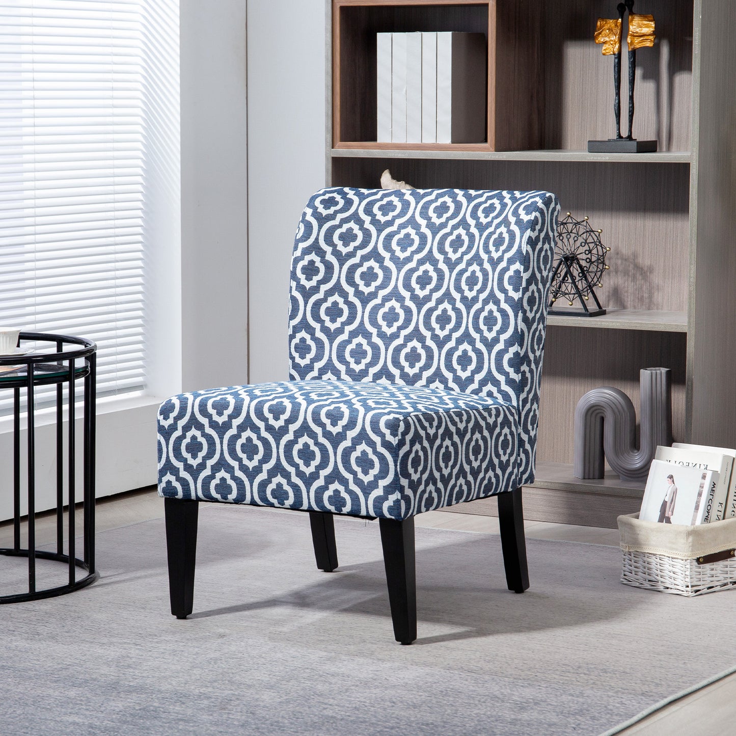 HOMCOM Armless Accent Chair for Bedroom, Upholstered Slipper Side Chair for Living Room with Wood Legs, Grey