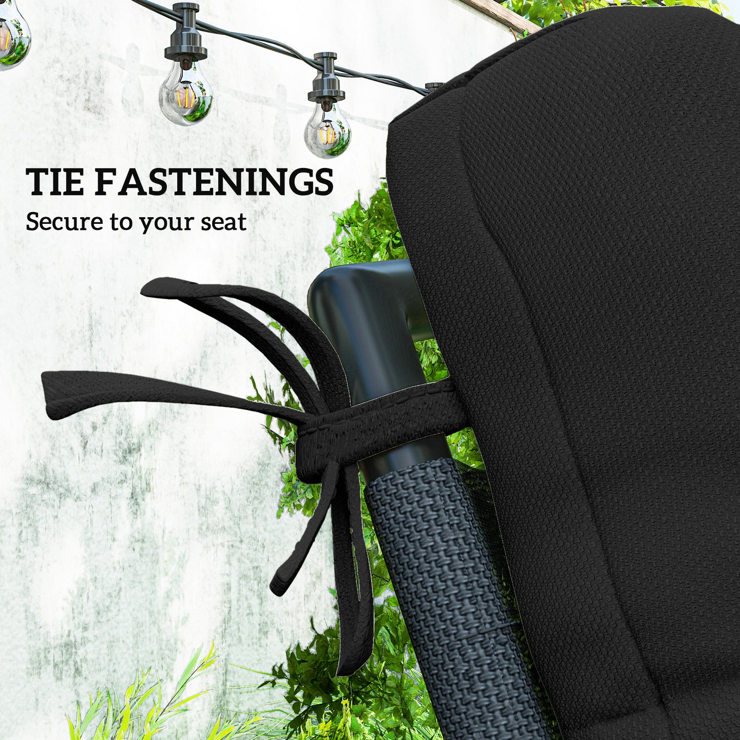 Outsunny 2-Piece Back Seat Cushion Replacement, Outdoor Patio Chair Cushions Set with Ties, Button Tufted, Beige