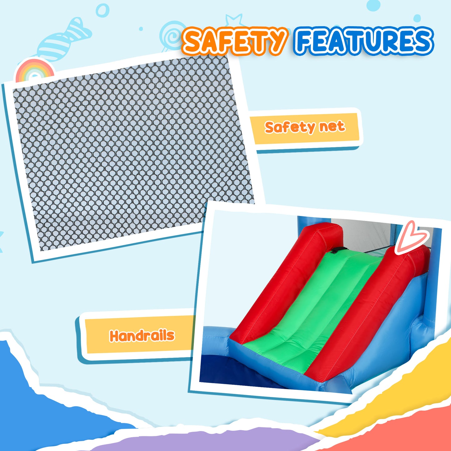Qaba Bouncy Castle for Kids with 550W Blower, Water Slide, 2 Splash Pools, Basketball Hoop, Dart Board,12.6' x 9.5' x 5.9'