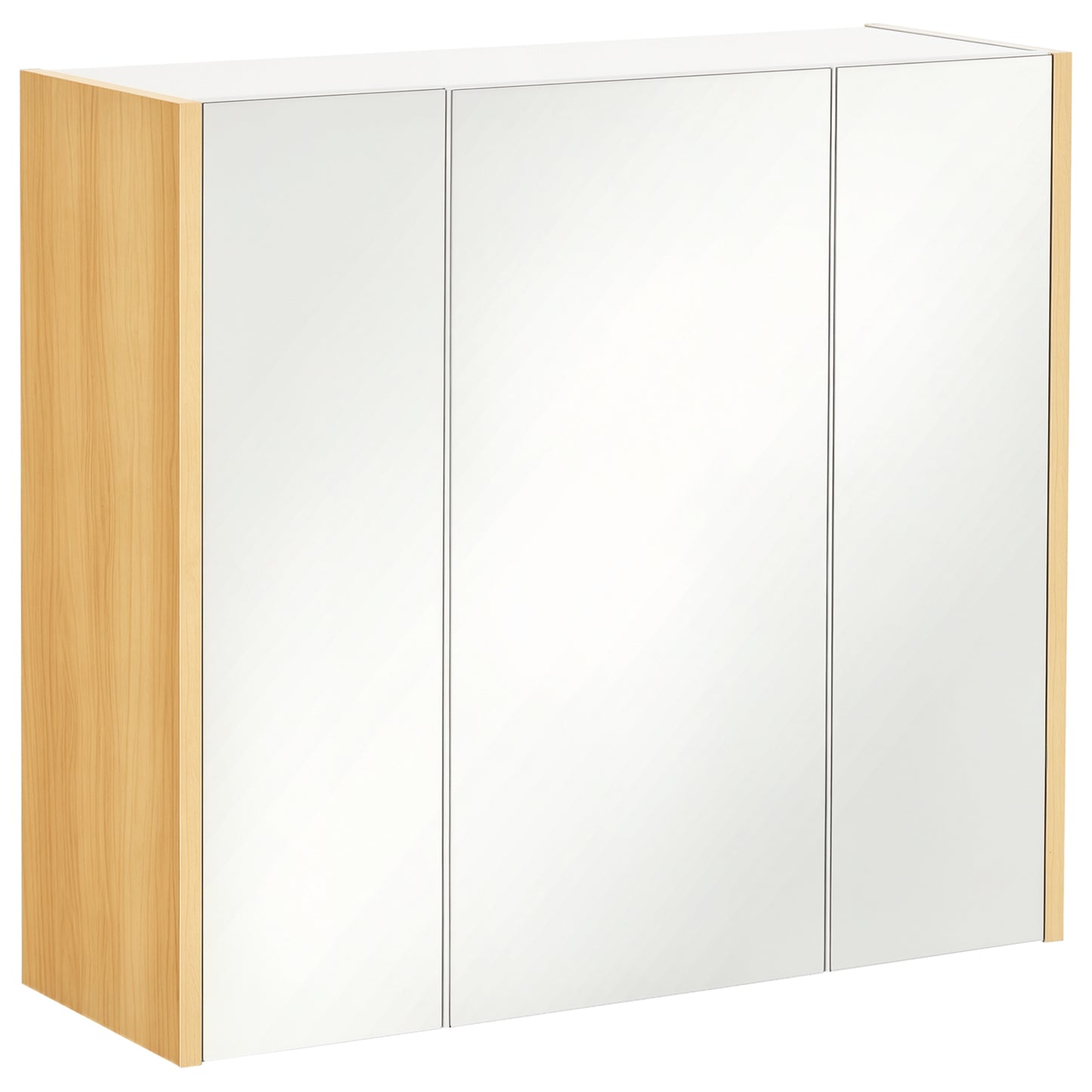 kleankin Wall Mounted Medicine Cabinet with Mirror Wall Mirror Cabinet with 3 Doors and Adjustable Storage Shelves Gray