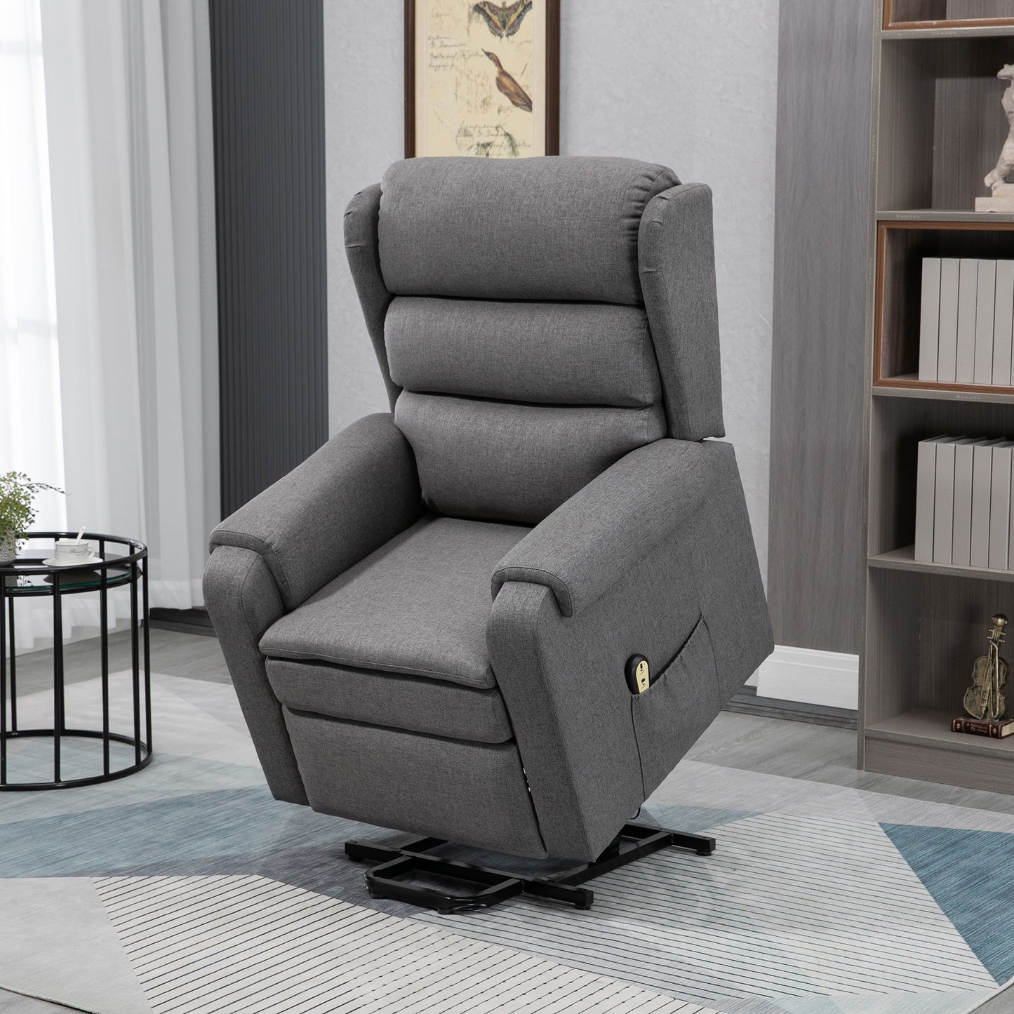 HOMCOM Lift Chair for Elderly, Power Chair Recliner with Footrest, Remote Control, Side Pockets for Living Room, Grey