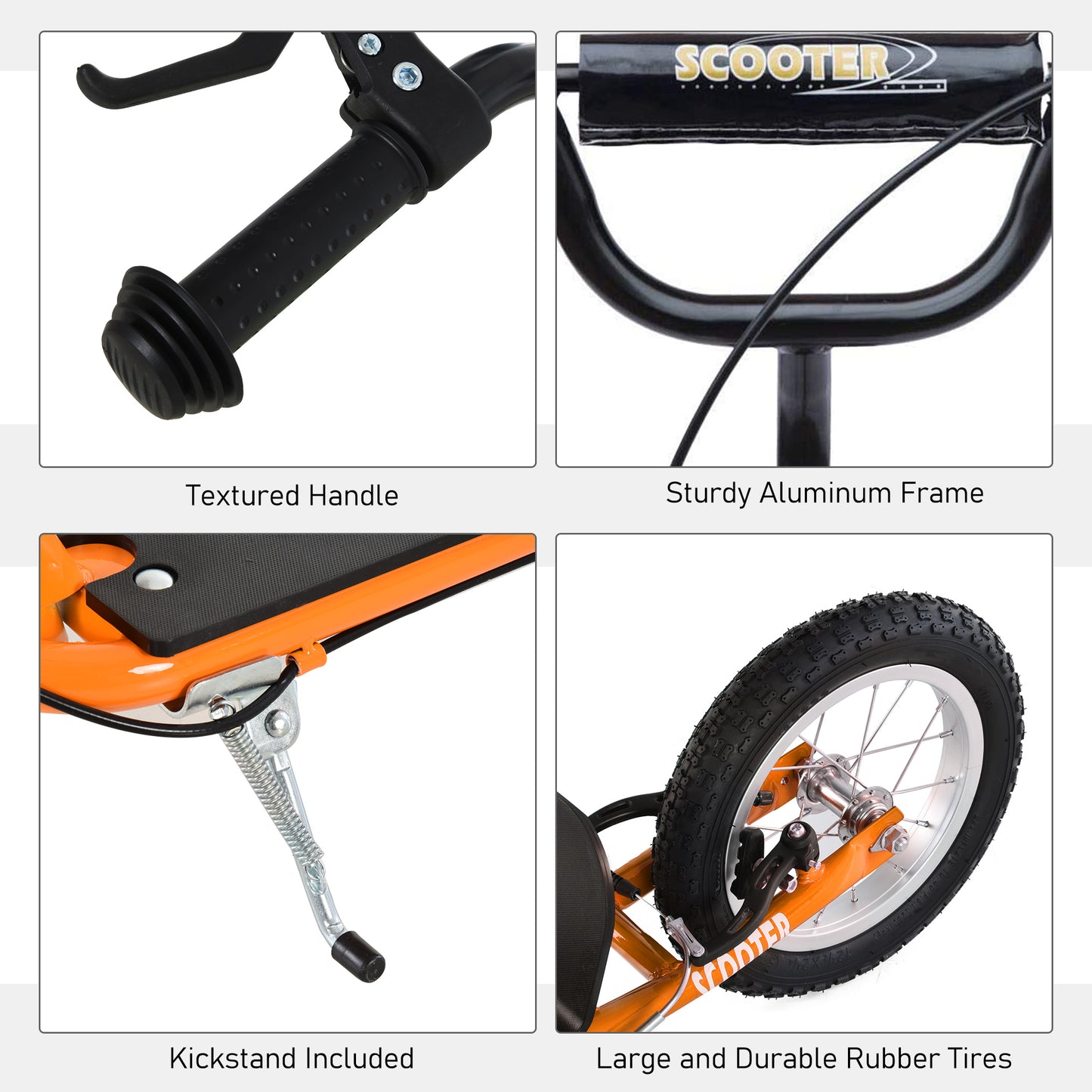 Aosom Kids Scooter with Adjustable Handlebar, Youth Kick Scooter with Dual Brakes, Inflatable Wheels, for Age 5+, Blue