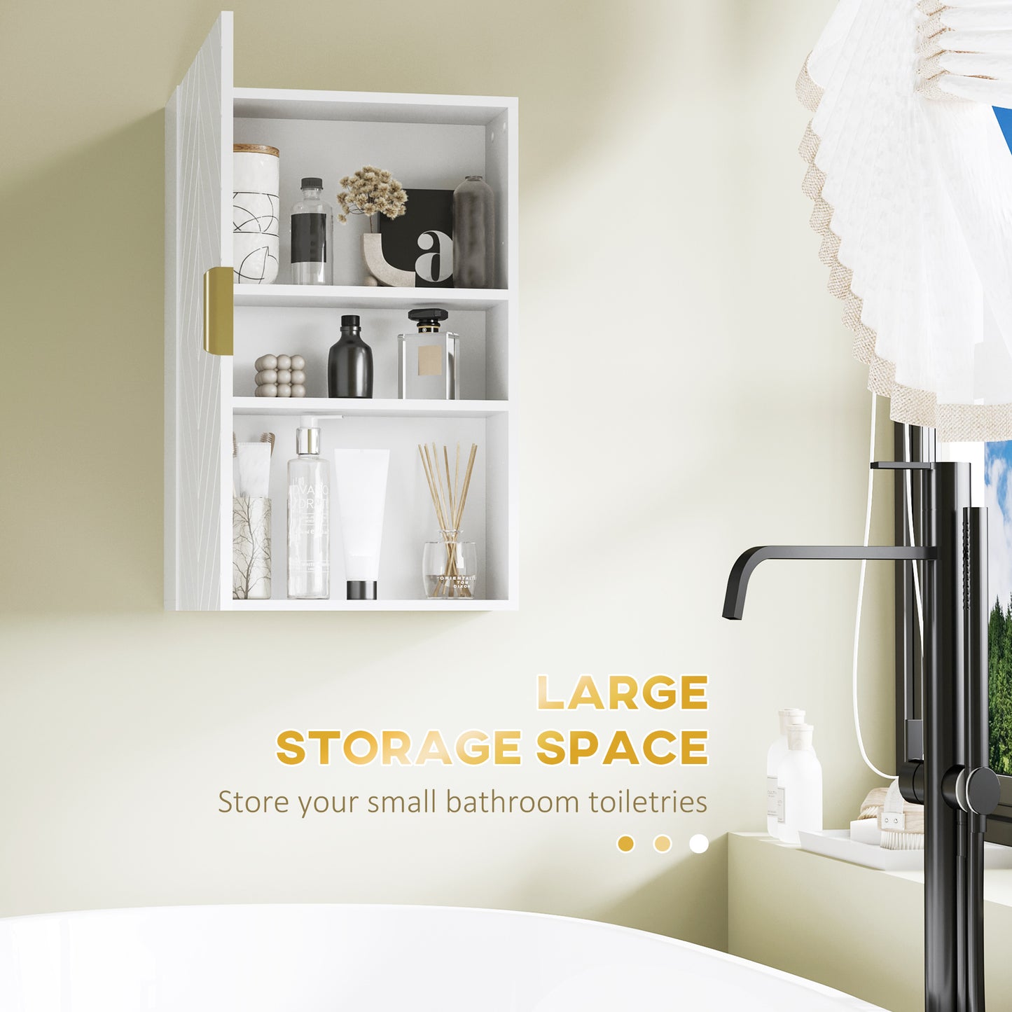 kleankin Bathroom Medicine Cabinet, Modern Wall Cabinet with Adjustable Shelves and Single Door for Laundry Room