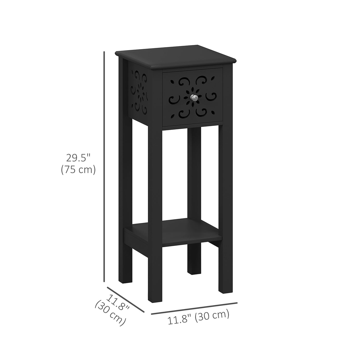 HOMCOM Nightstand Set of 2 with Drawer and Open Storage Shelf White