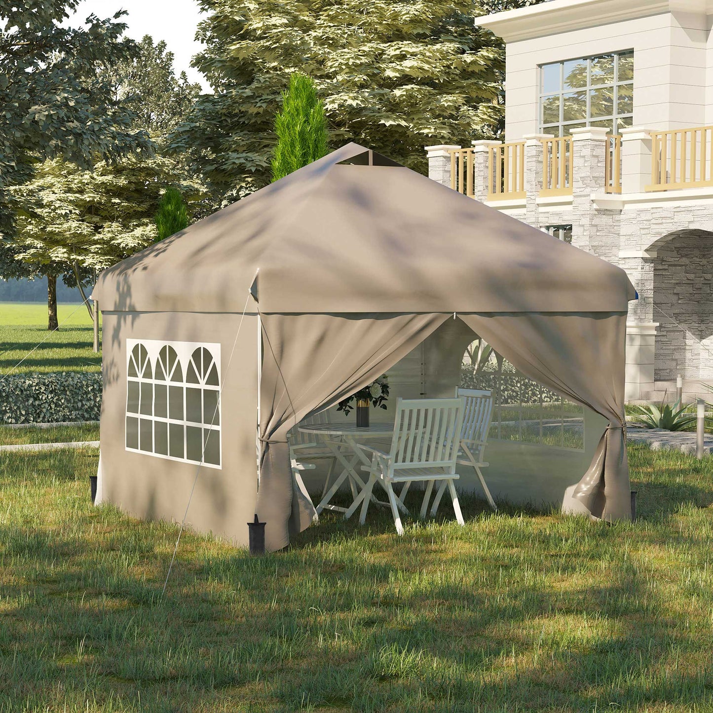Outsunny 10' x 10' Pop Up Canopy Tent, Instant Sun Shelter, Tents for Parties, with Wheeled Carry Bag, Blue