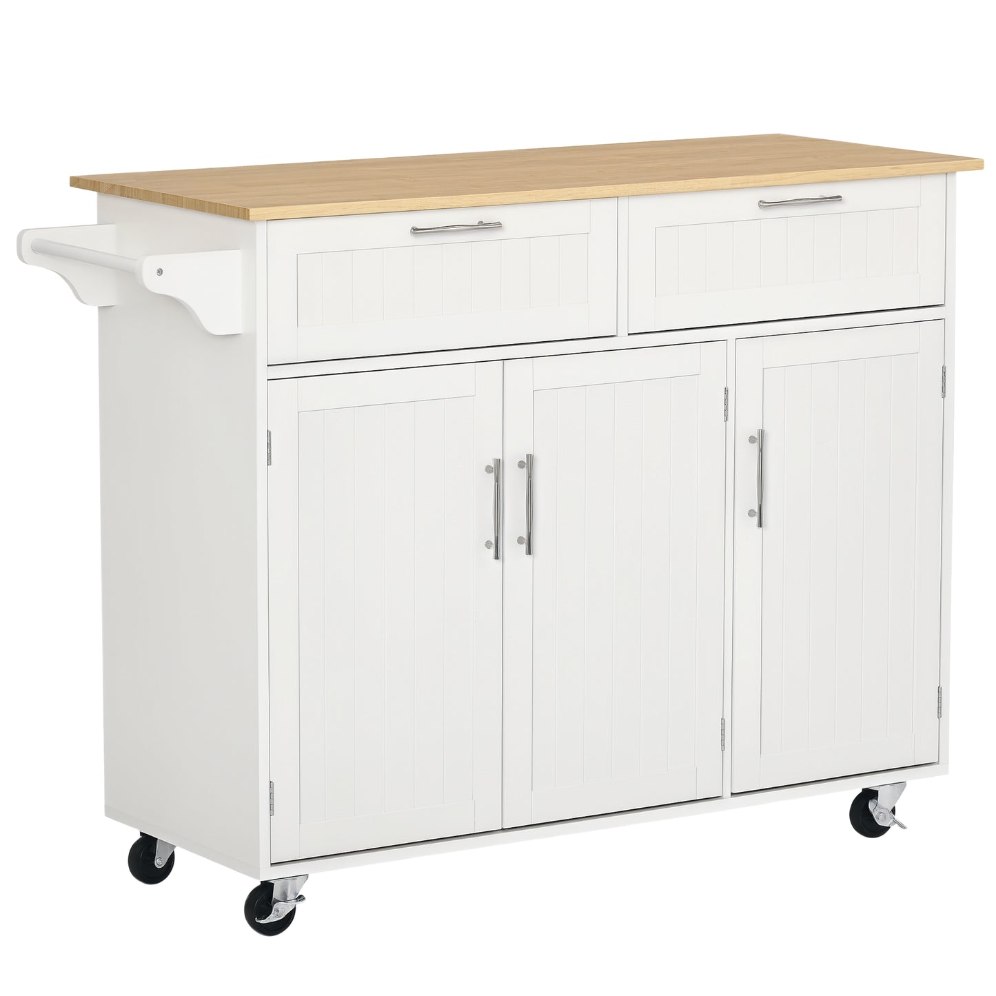 HOMCOM Modern Kitchen Island, Utility Kitchen Serving Cart with 2 Storage Drawers & Cabinets for Dining Room, Black