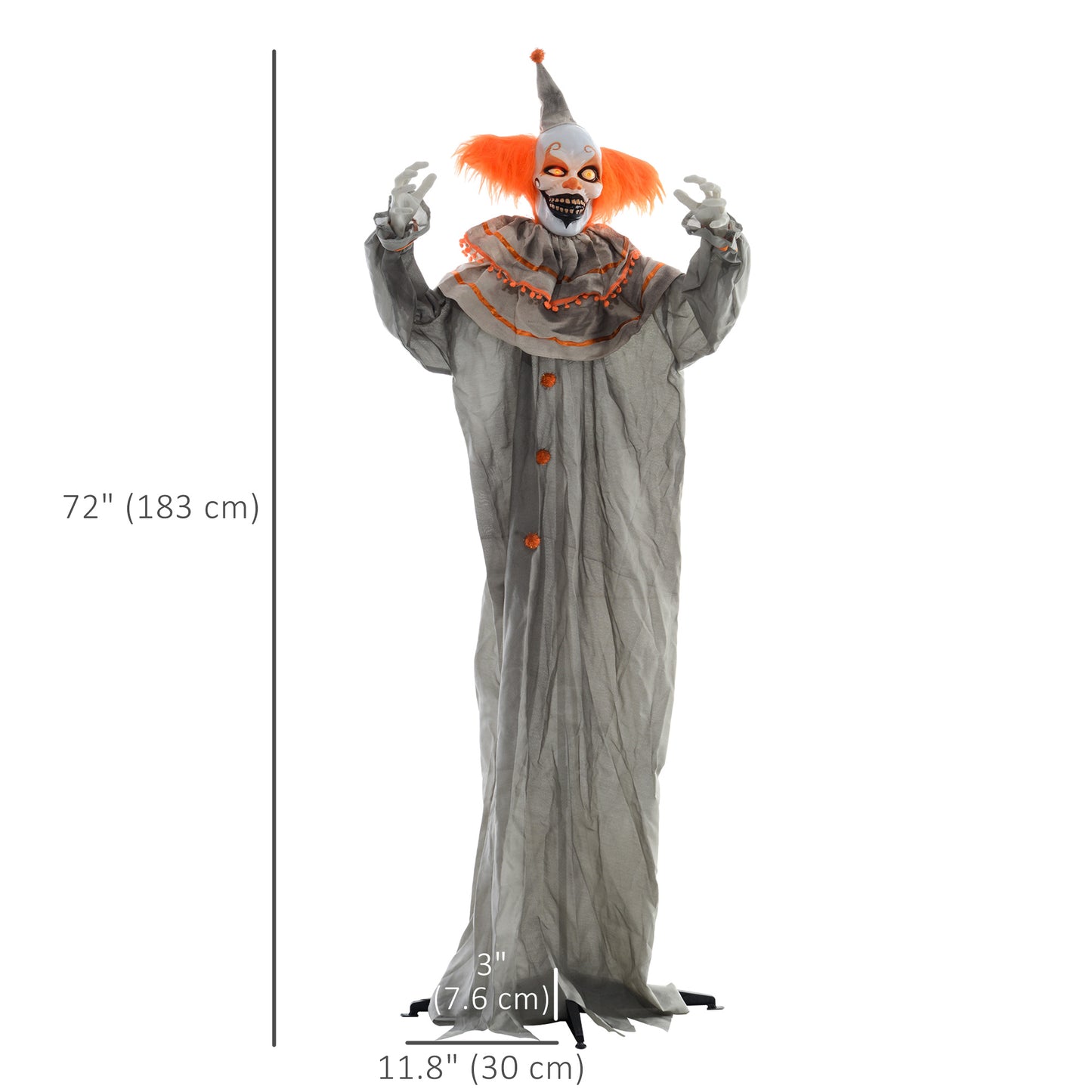 Outsunny 5.6' Life Size Clown Outdoor Halloween Decoration Animatronic, Animated Prop w/ Light Up Eyes