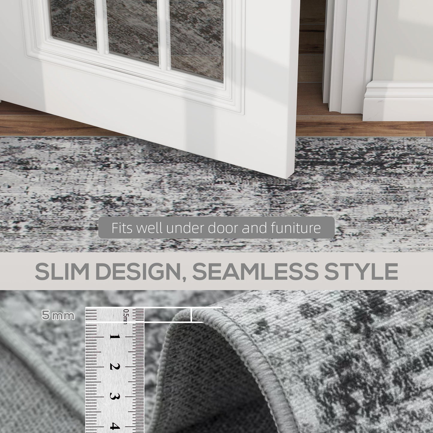 HOMCOM Area Rug for Living Room 9x12, Modern Abstract Machine Washable Rug, Non-Slip Carpet for Bedroom, Dining Room, Grey